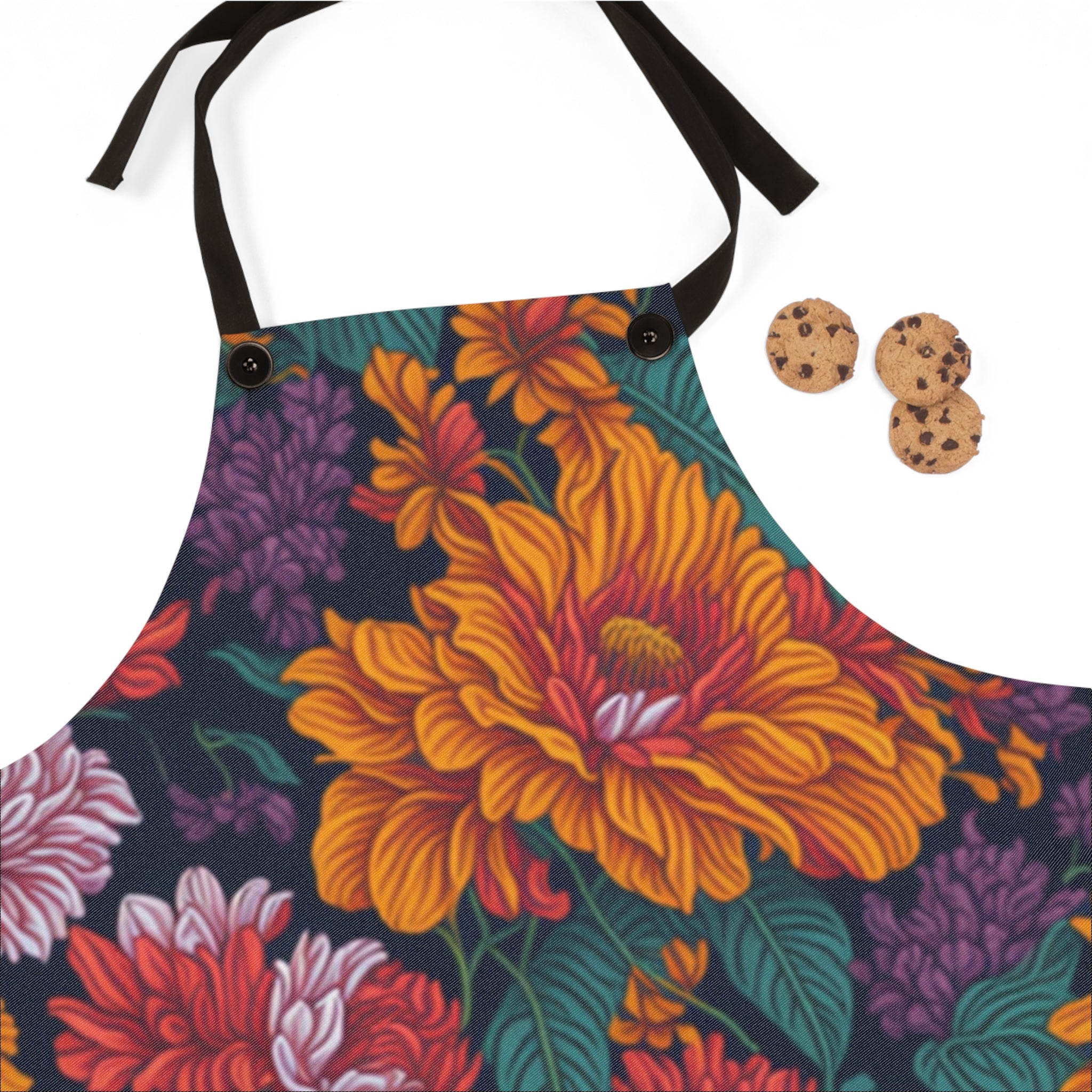 Expressive Tropical Colorful Flowers Designed Floral Apron