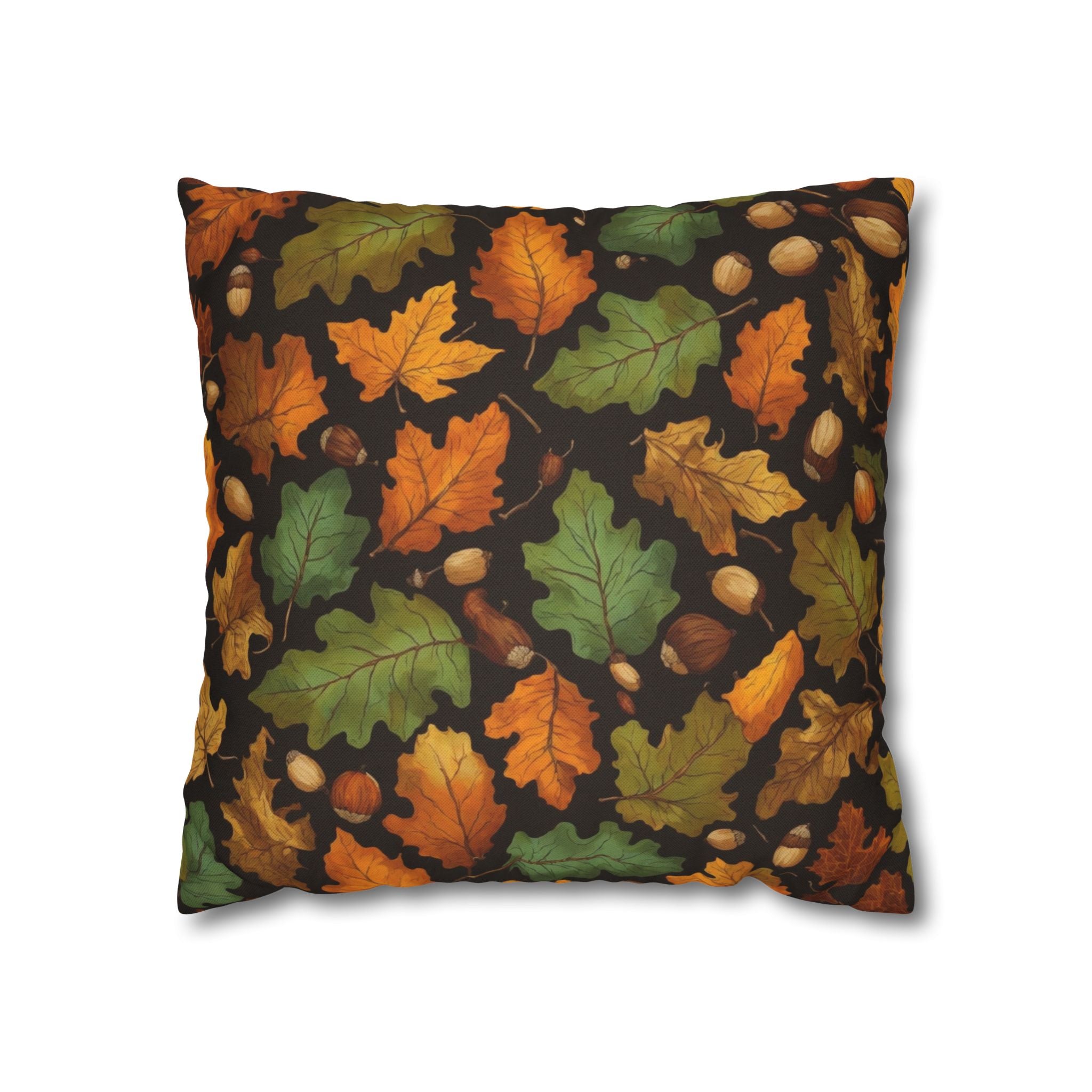 Bright Autumn Foliage with Acorns Fall Designed Square Pillow Cover