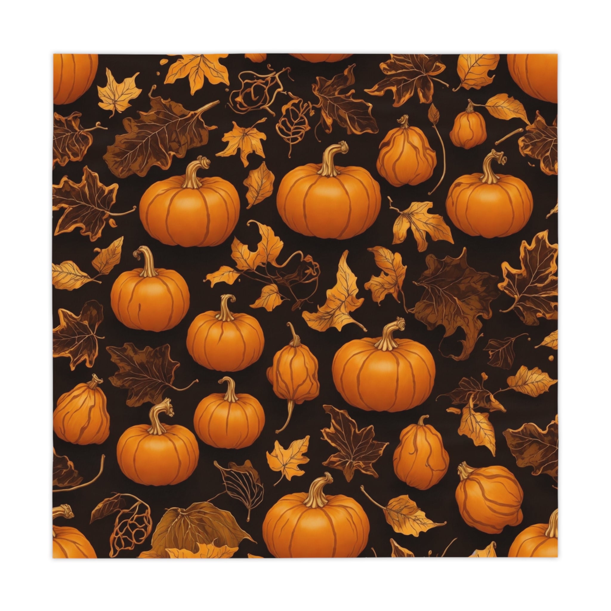 Enchanting Fall Dancing Pumpkins & Leaves 55" x 55" Tablecloth