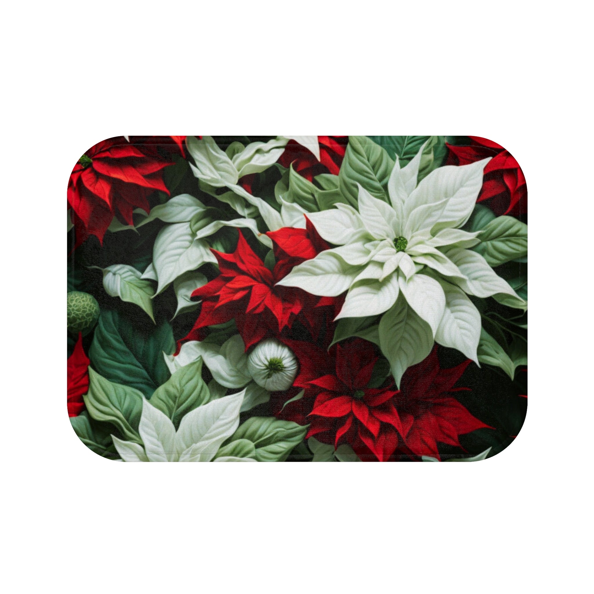 Blooming Bali Poinsettia Flower Designed Bath Mat Available in 2 Sizes