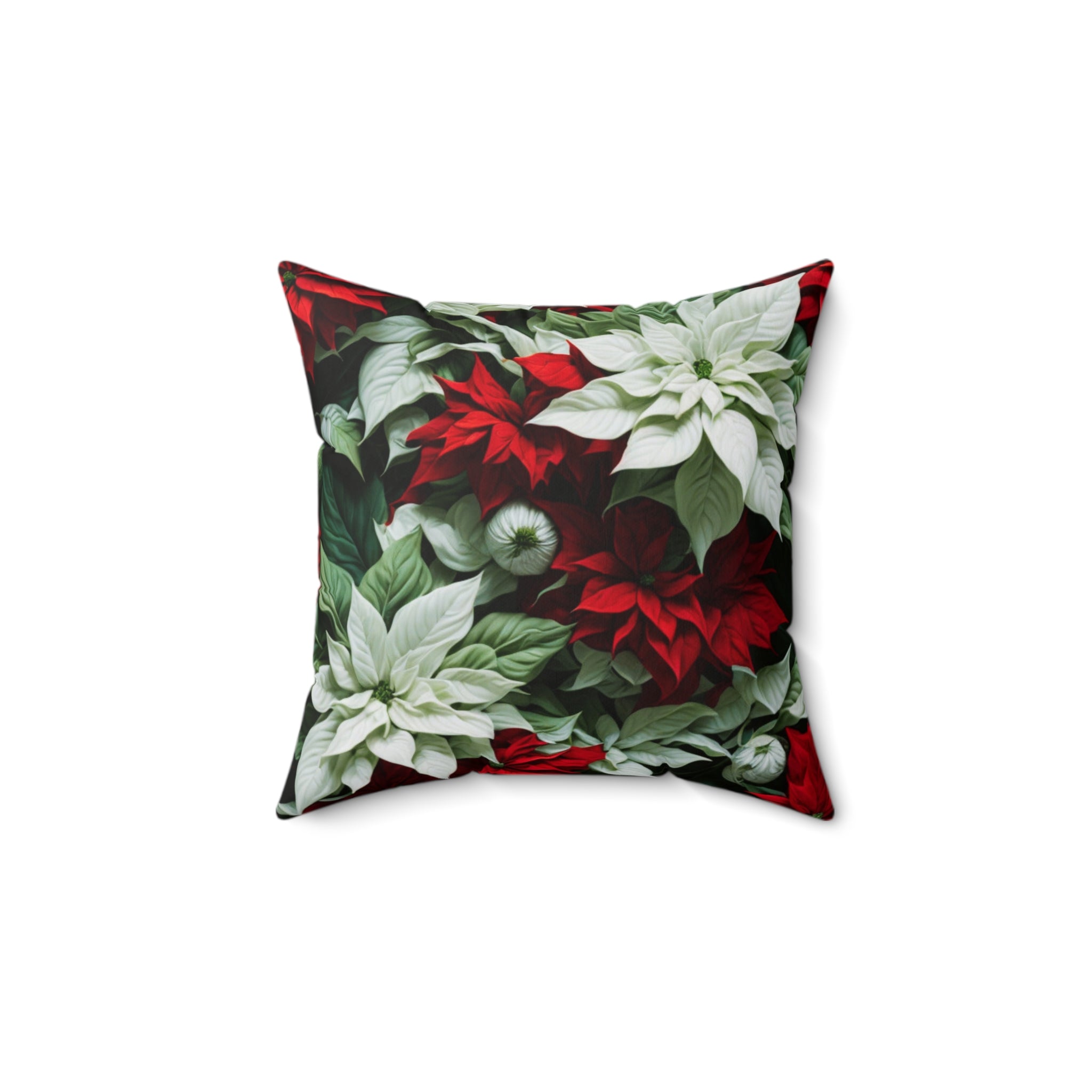 Blooming Bali Poinsettia Flower Designed Spun Polyester Square Pillow With Insert