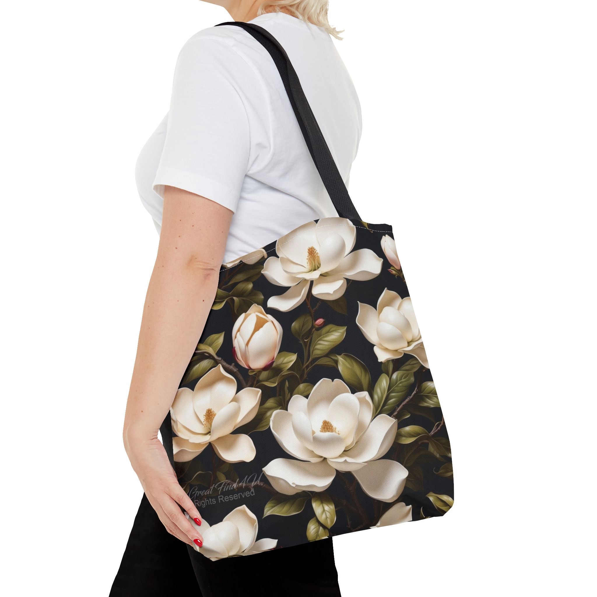 Wild White Magnolias Floral Designed Tote Bag Available in 3 sizes