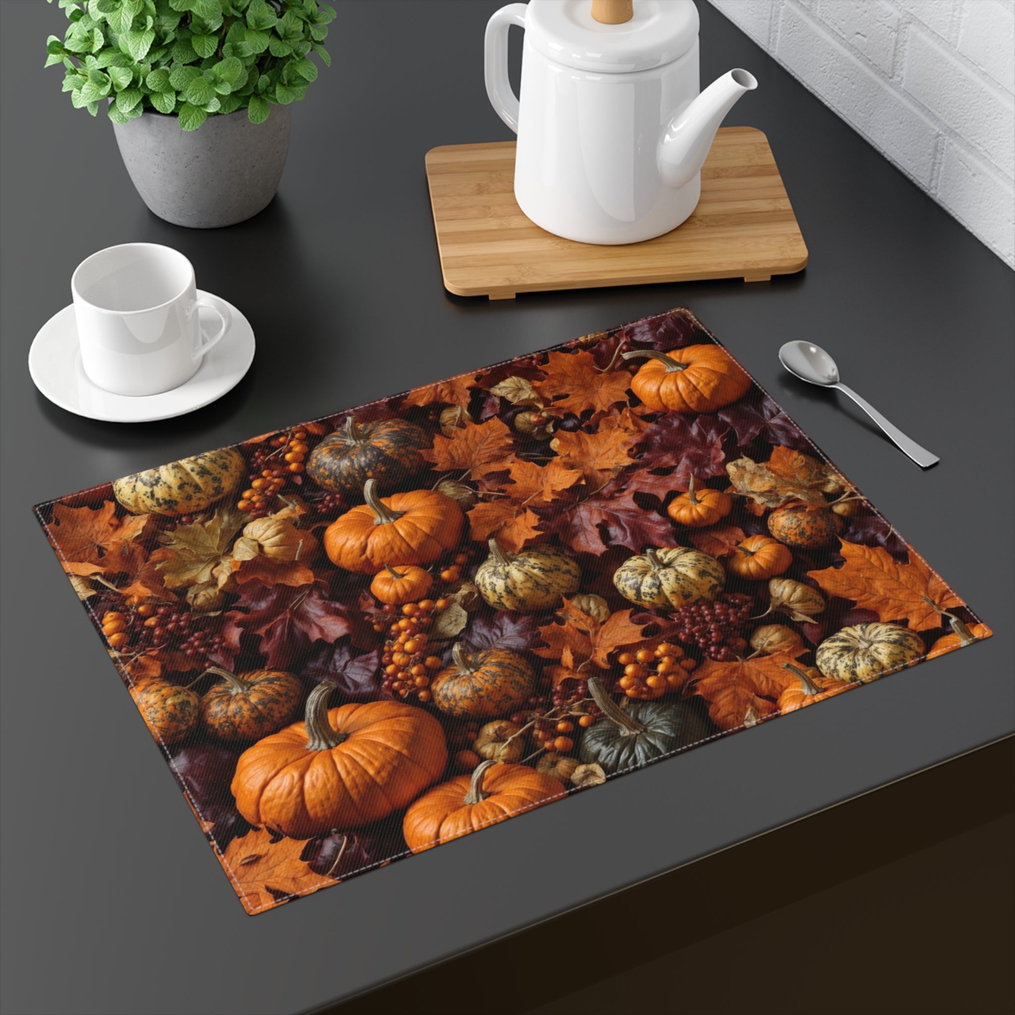 Rustic Pumpkin Harvest Among Fall Foliage Designed Placemat