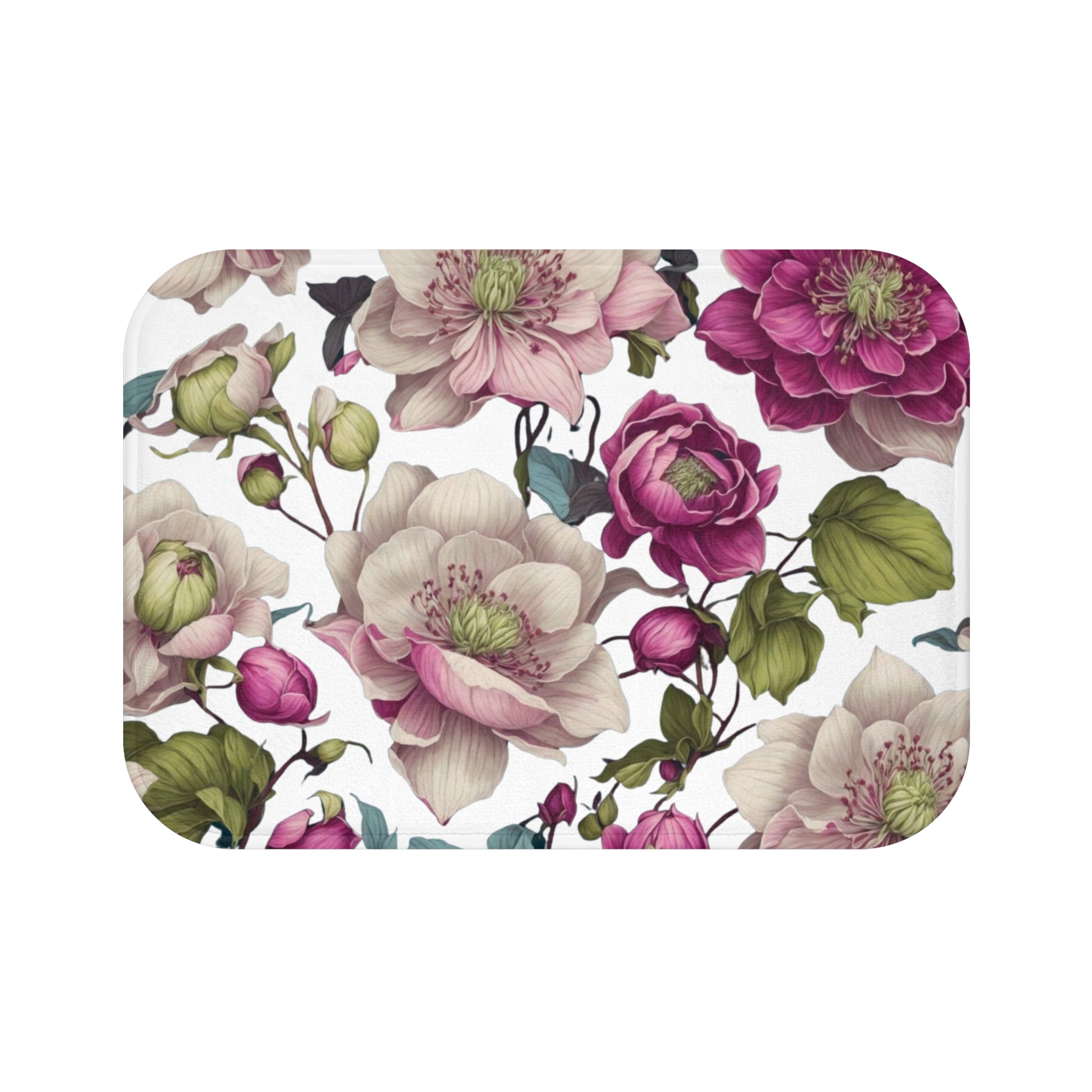 Gentle Spring Helleborus Flowers Designed Bath Mat Available in 2 Sizes