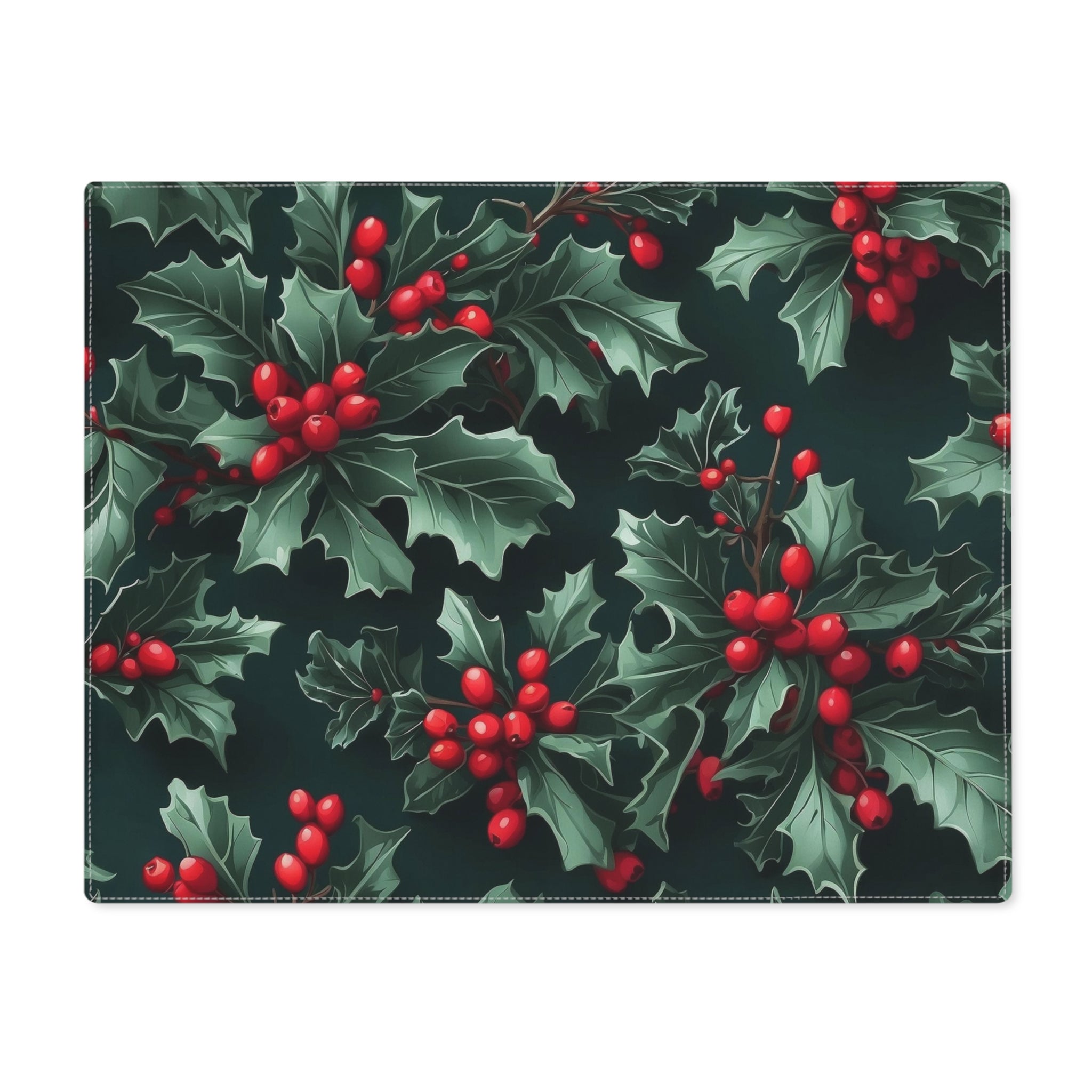 Fresh Holly and Berries Christmas Holiday Designed Placemat
