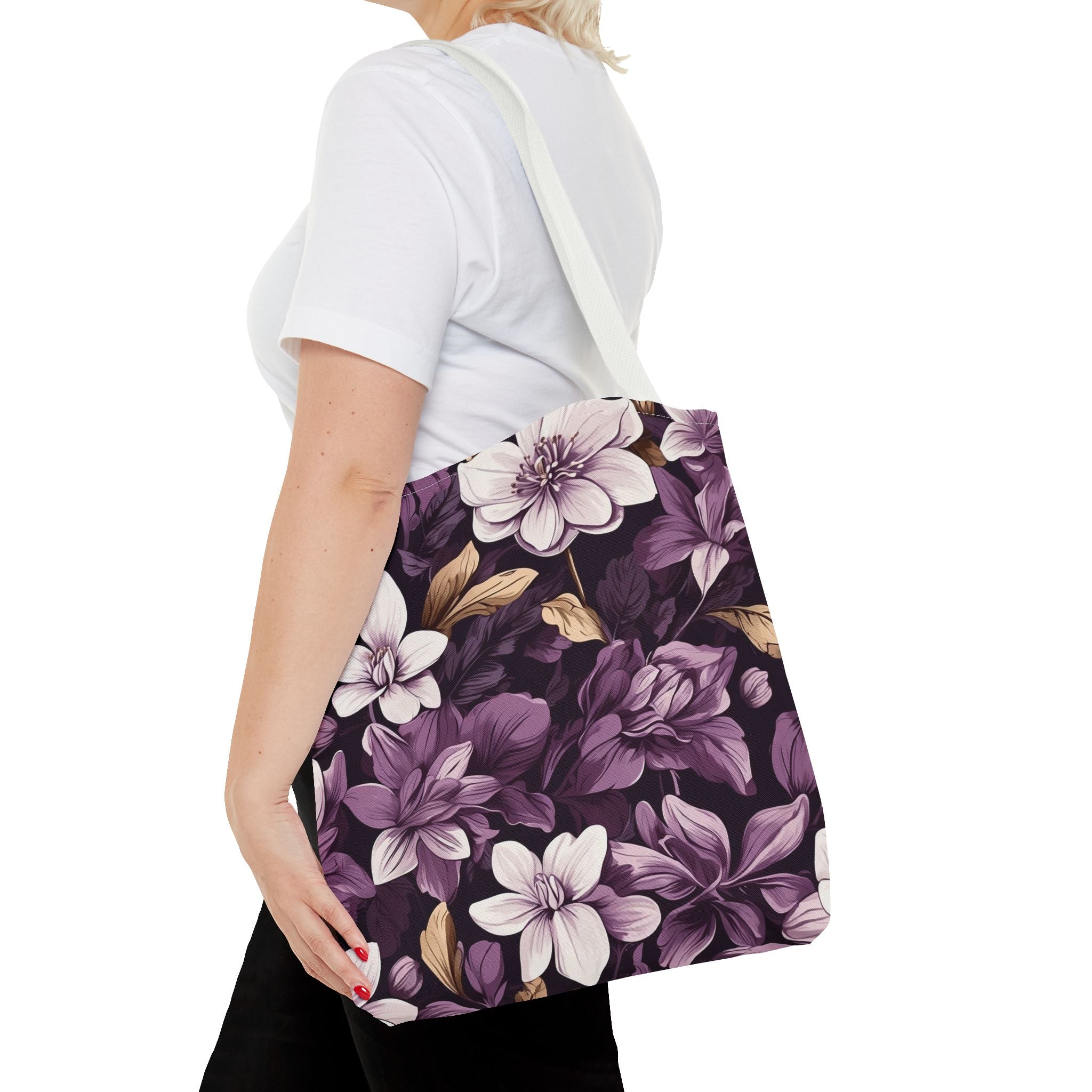 Brilliant Spring Floral Tote Bag in Purple Basil