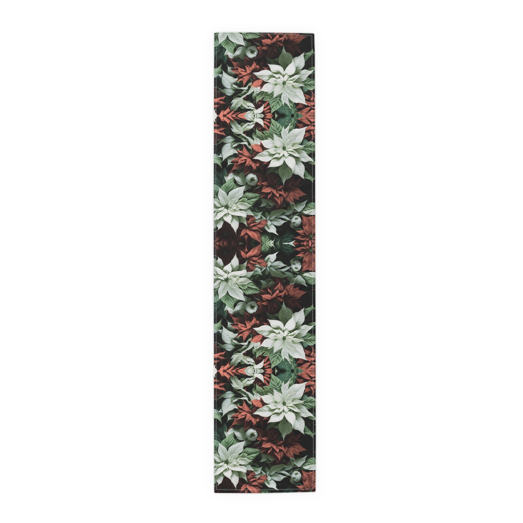 Blooming Bali Poinsettia Flowers Design Table Runner - Available in Cotton Twill or Polyester, Two Sizes