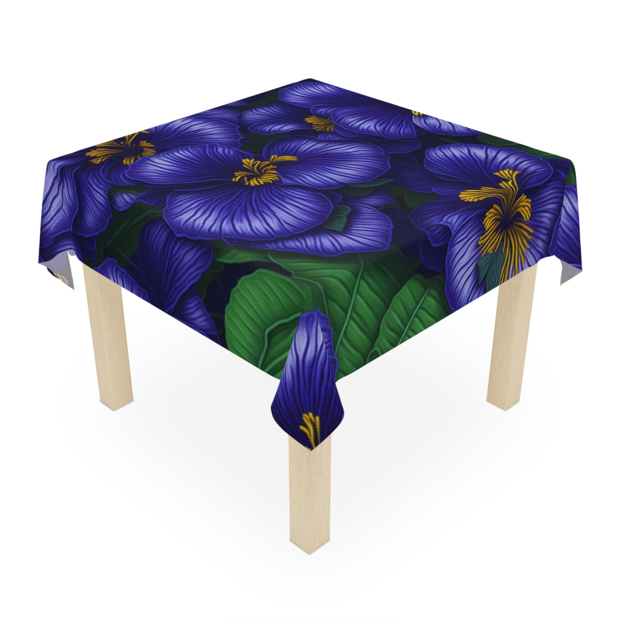 Electric Streptocarpus Flowers Designed 55" X 55" Tablecloth