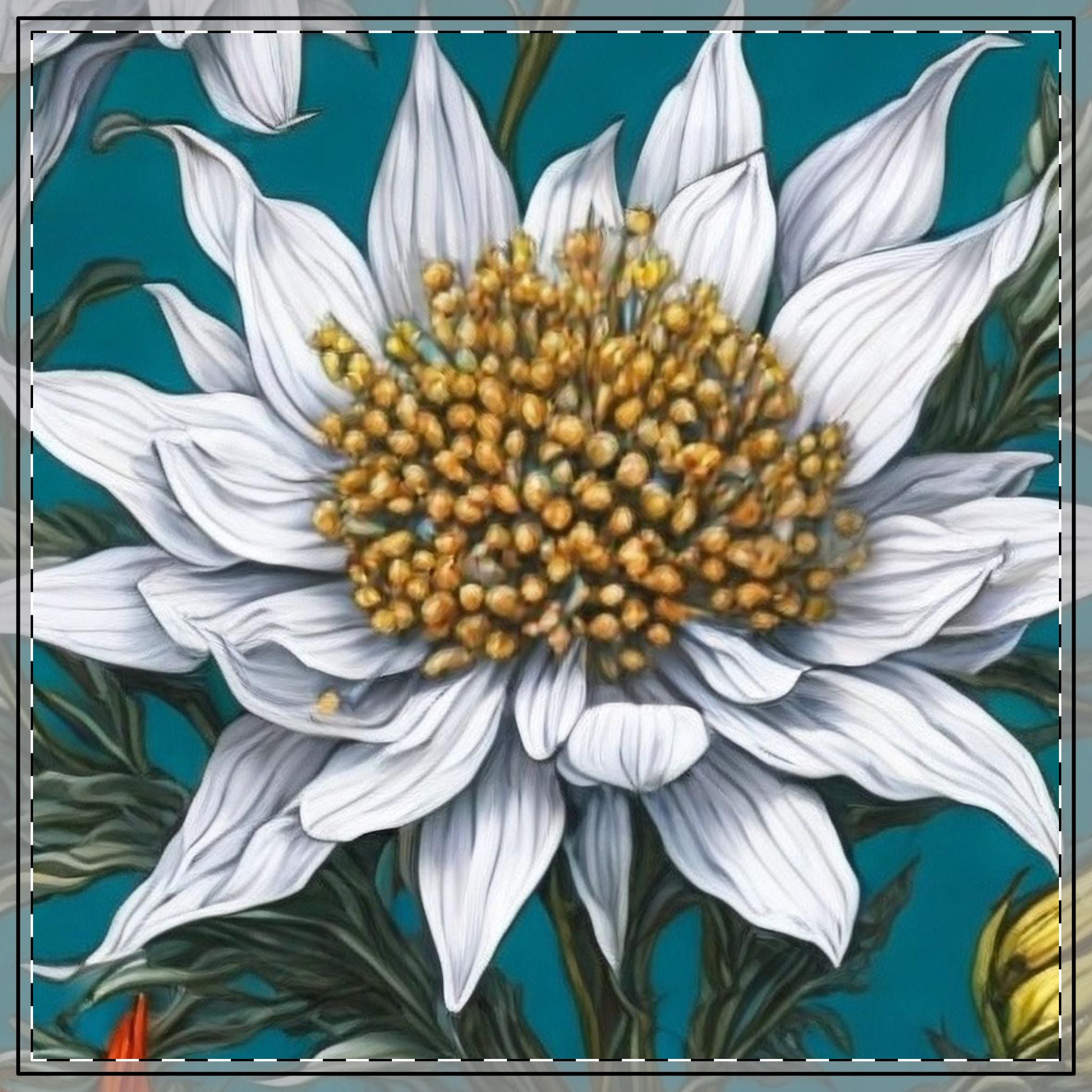 Whimsical Edelweiss Flowers Cotton Twill Tablecloths 2 sizes available