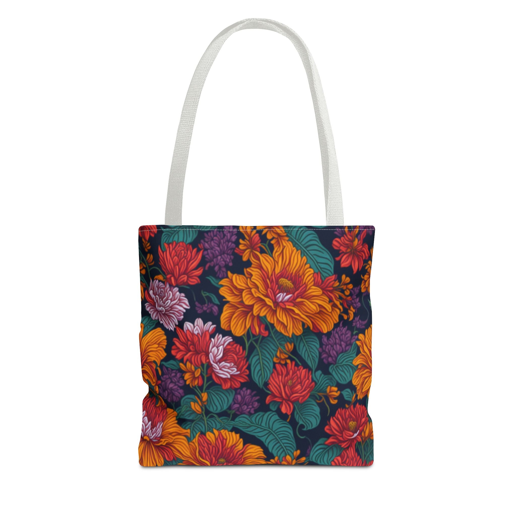 Expressive Tropical Colorful Flowers Designed Tote Bag