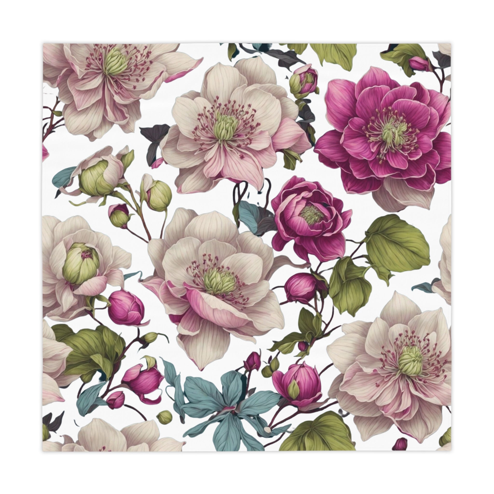 Gentle Spring Helleborus Flowers Designed 55" x 55" Tablecloth