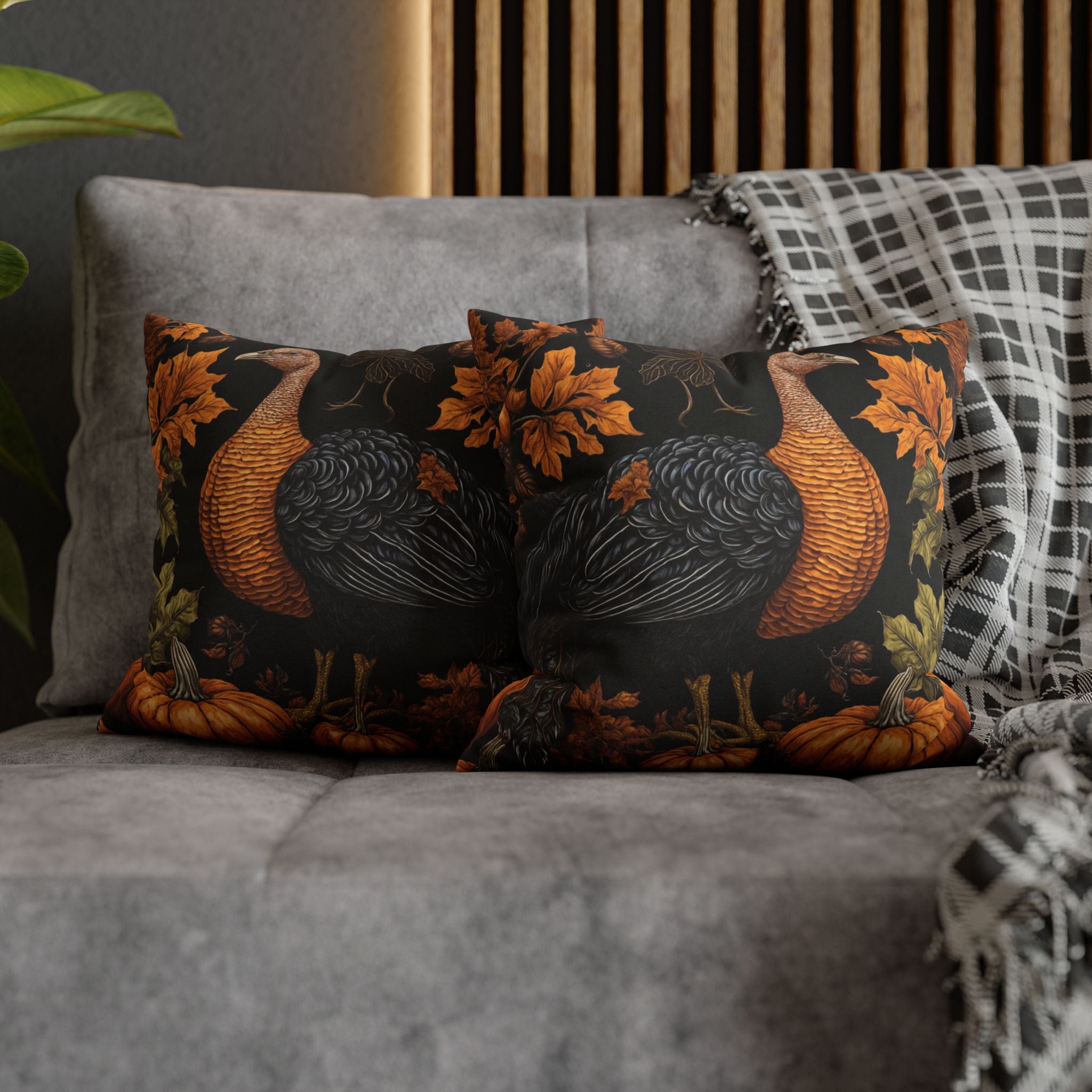 Captivating Tom Turkey Thanksgiving Pose Designed Square Pillow Case Cover - Create a Cozy and Personalized Ambiance in Any Room