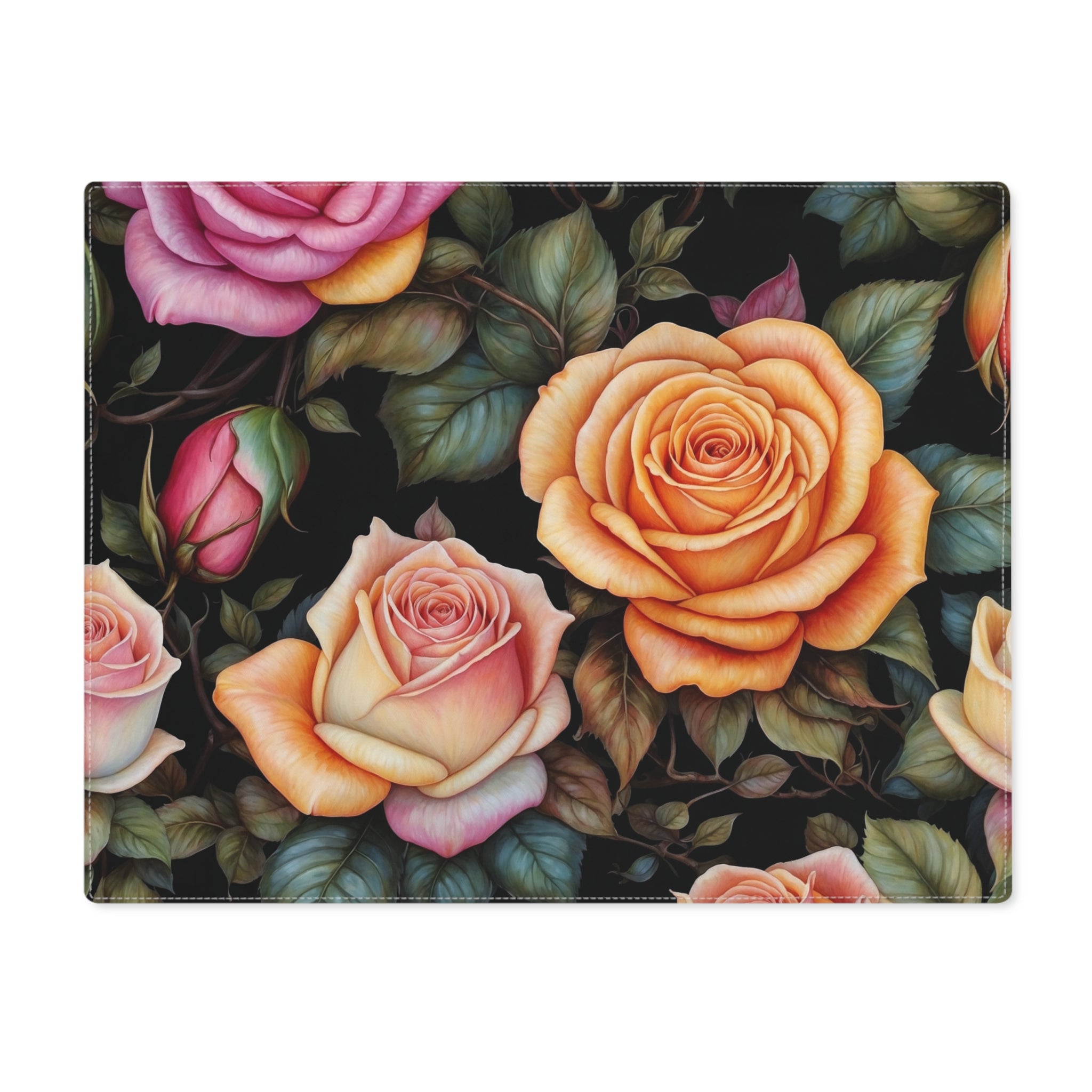 Captivating Pastel Floral Rose Designed Placemat, 1pc