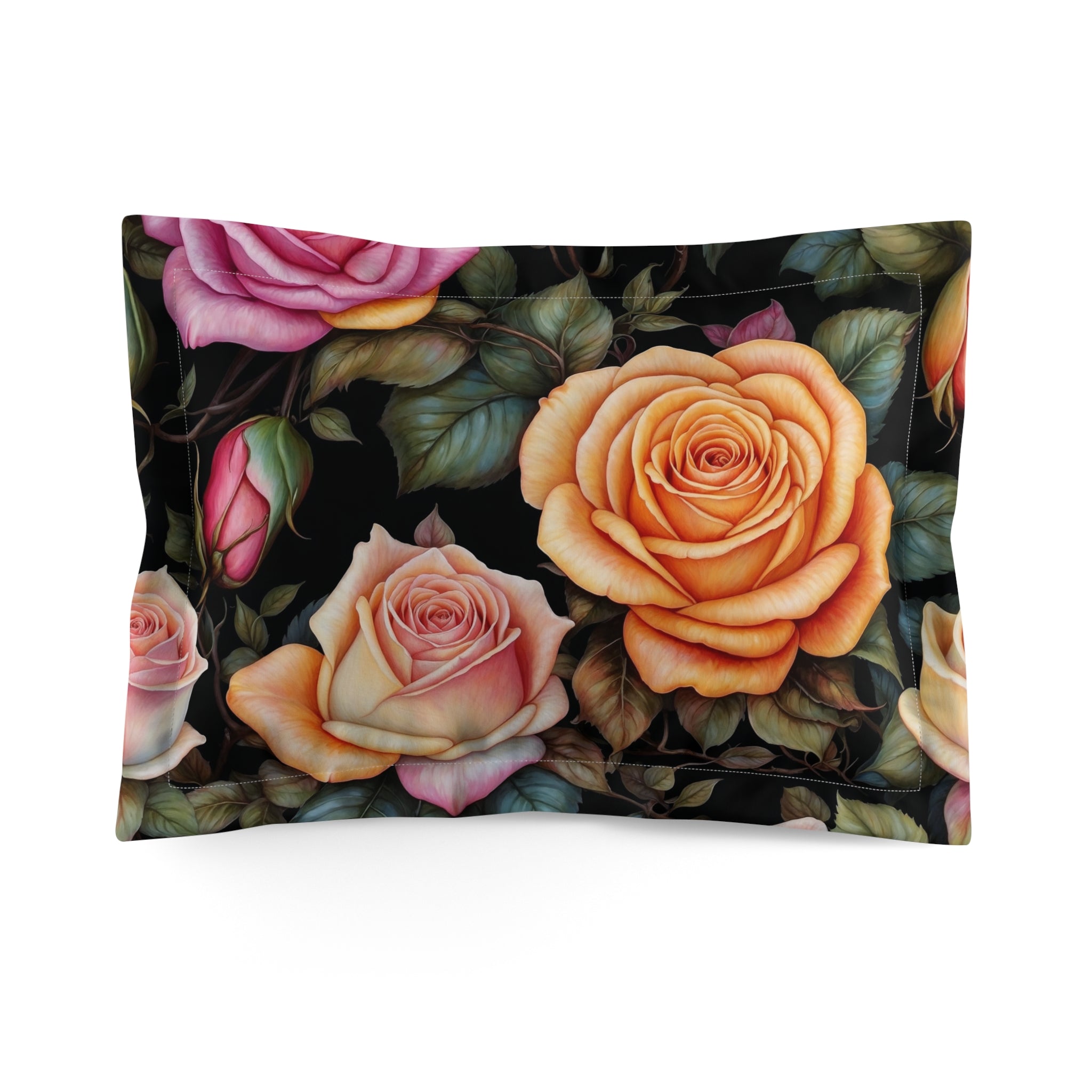 Captivating Pastel Floral Rose Designed Microfiber Pillow Sham