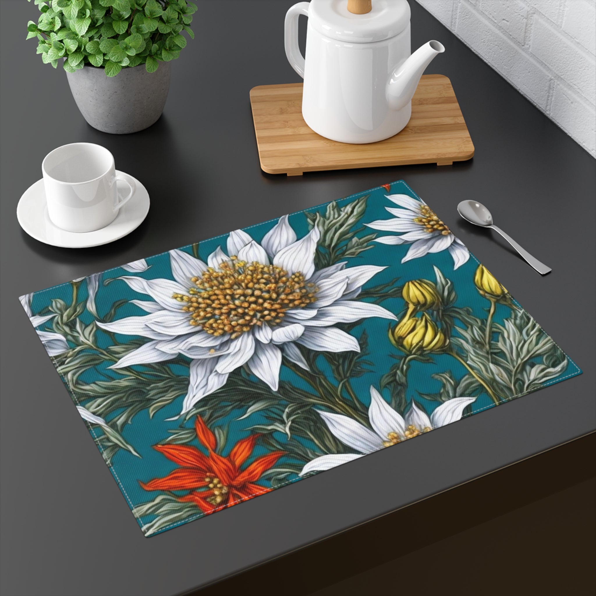 Whimsical Edelweiss Flowers Placemat, 1pc