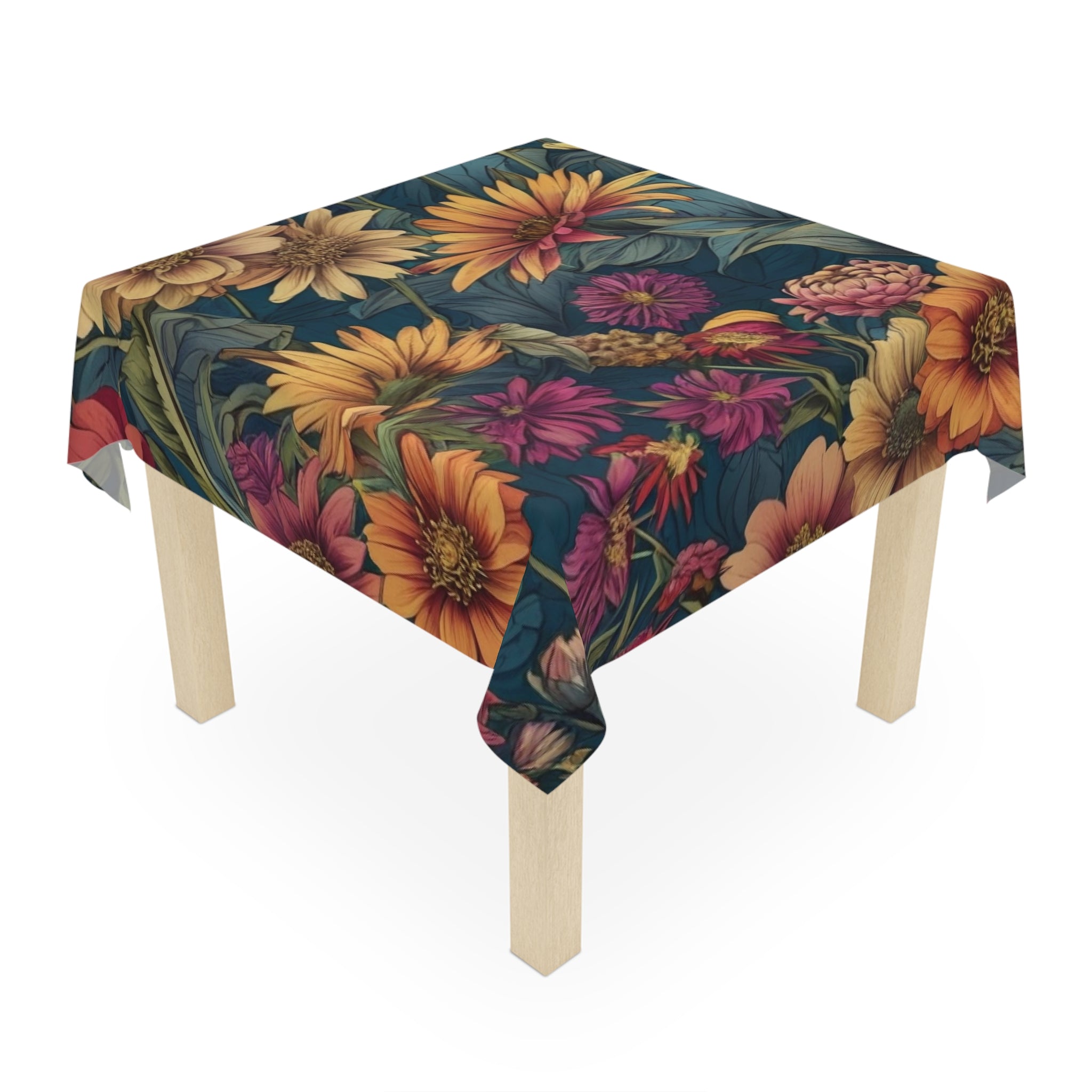 Beautiful Zinnia Blooming Garden Designed 55" x 55" Tablecloth