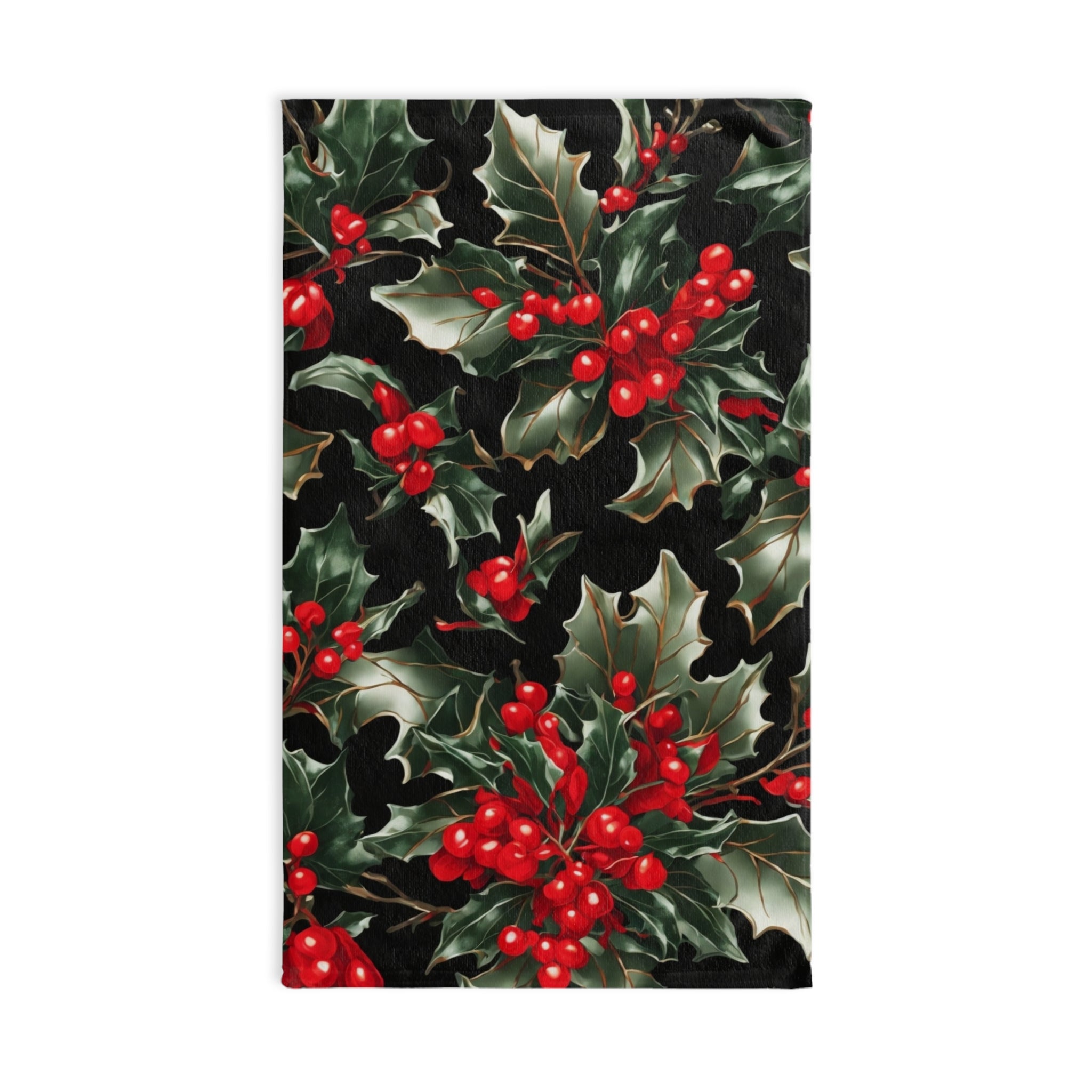 Elegant Holly of Christmas Designed 16" x 28" Hand Towel
