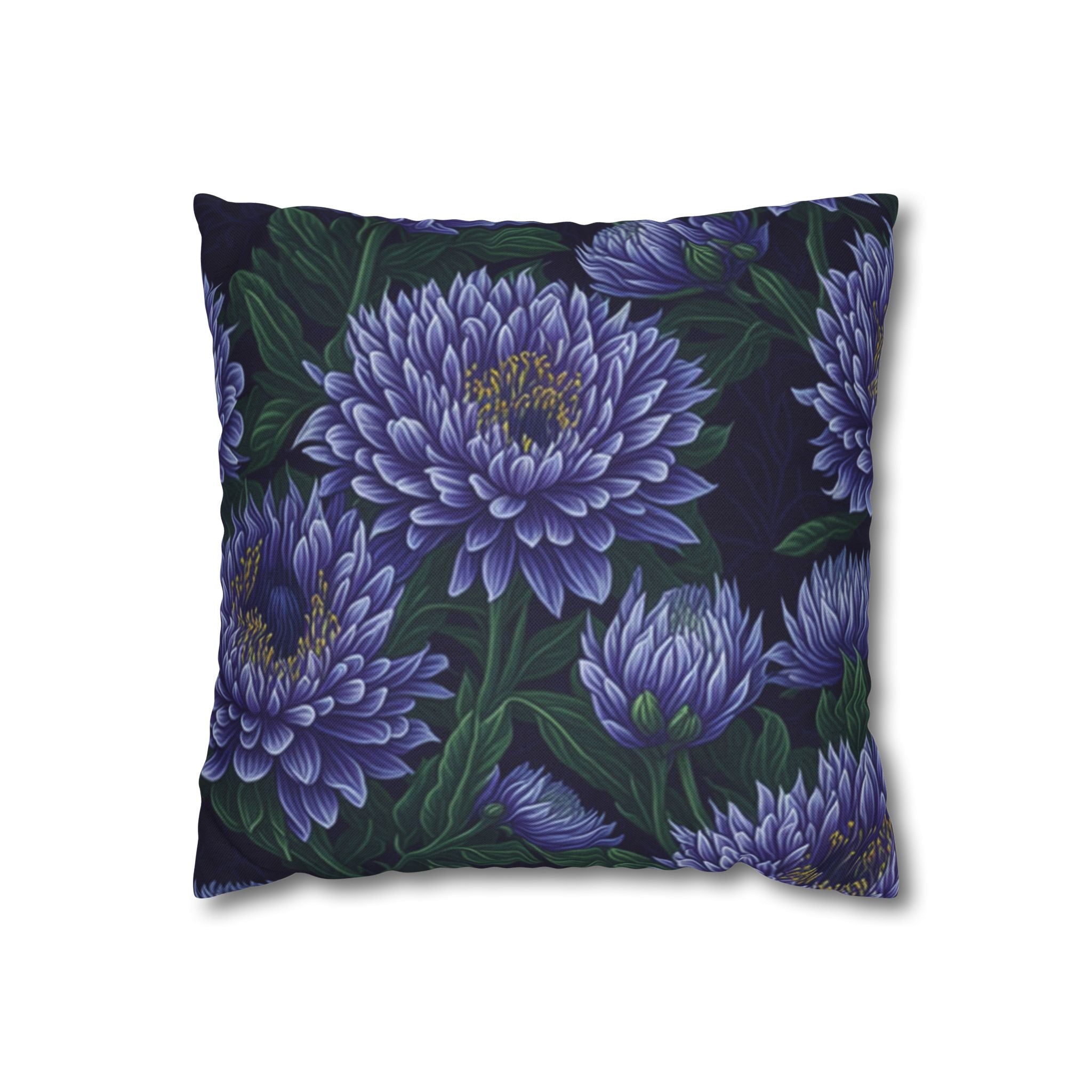 Brilliant Stokesia Floral Designed Spun Polyester Square Pillowcase