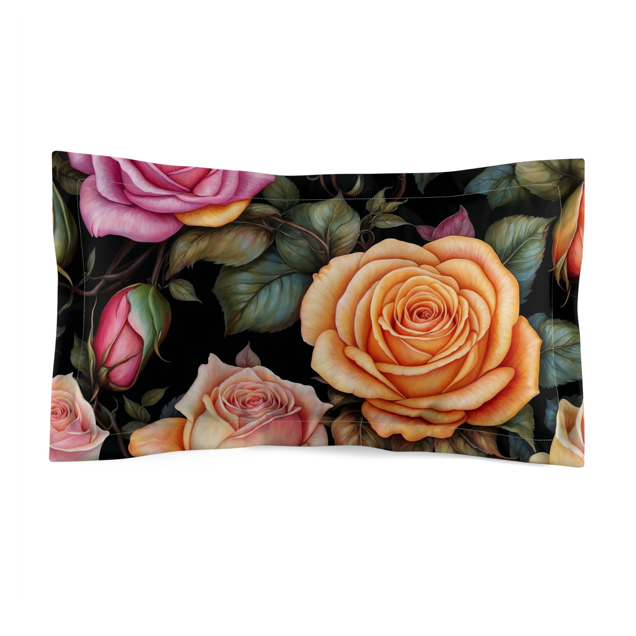 Captivating Pastel Floral Rose Designed Microfiber Pillow Sham