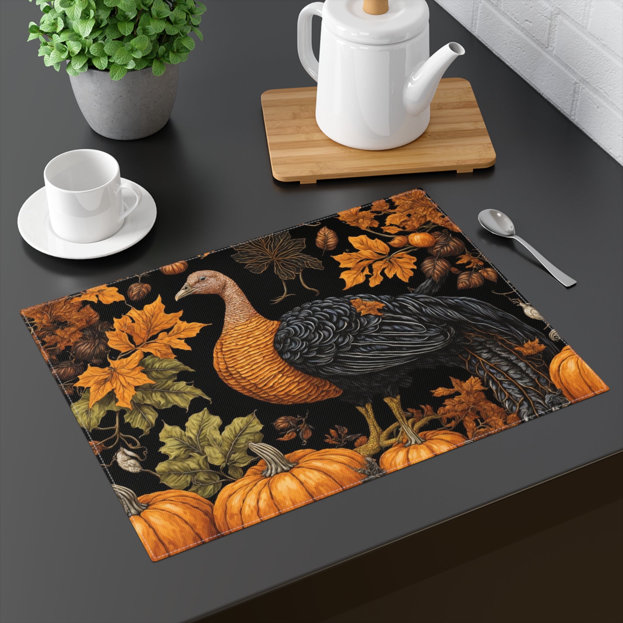 Captivating Tom Turkey Thanksgiving Pose Designed Placemat - Festive Double-Sided Dining Table Accessory for Holiday Gatherings