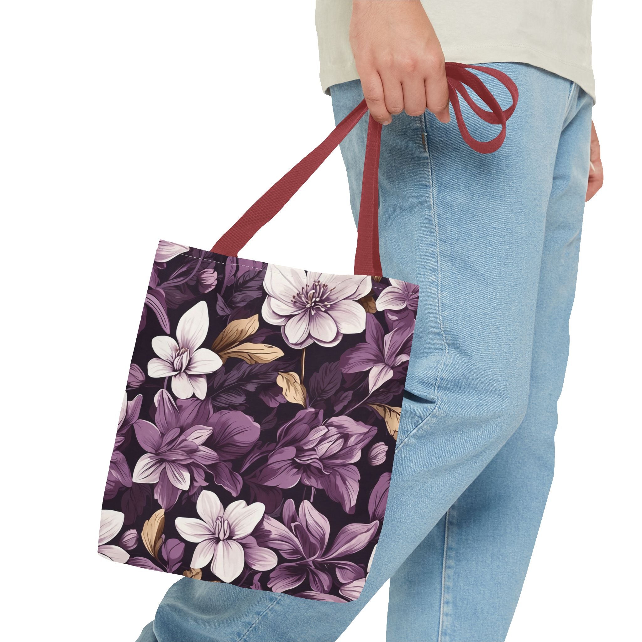 Brilliant Spring Floral Tote Bag in Purple Basil