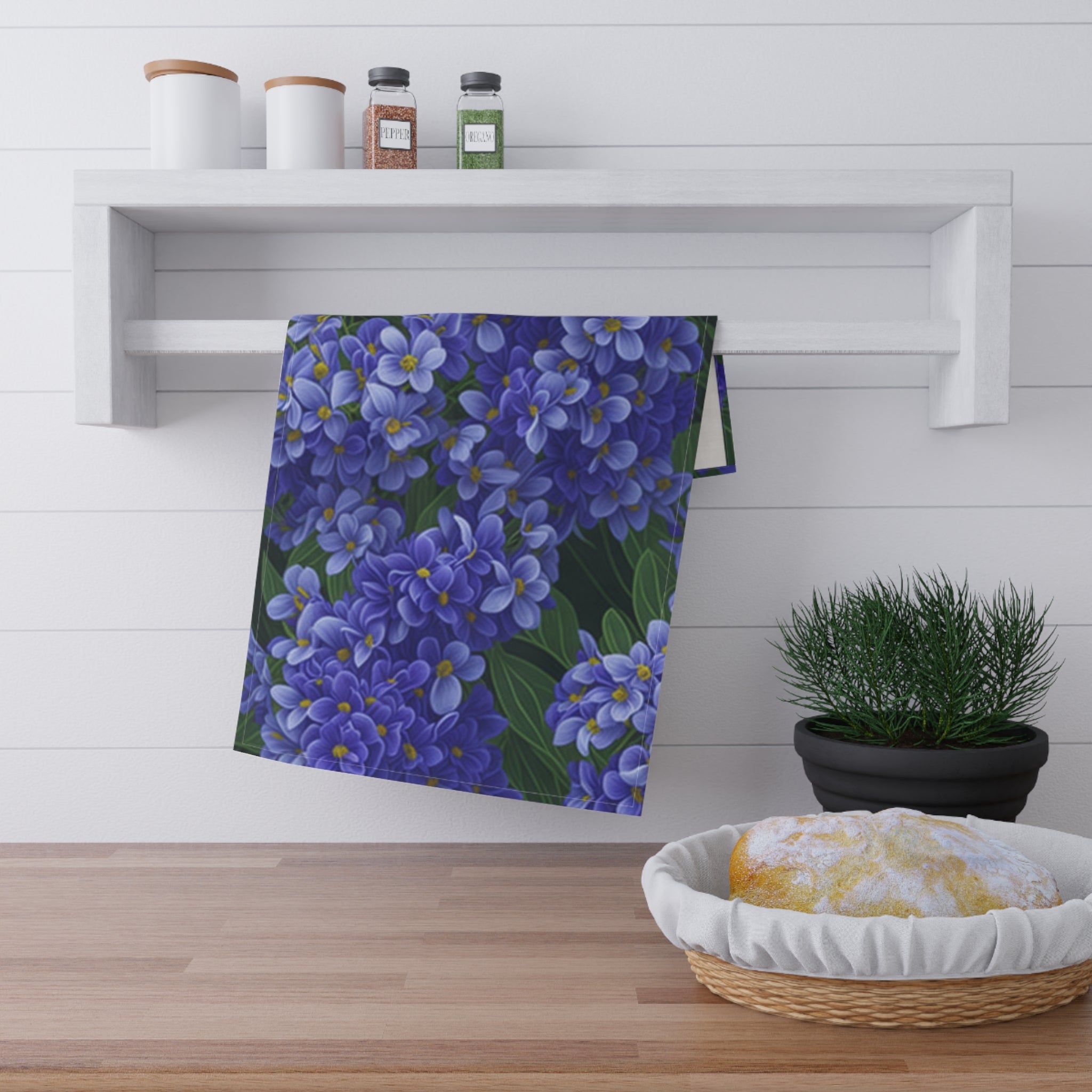 Abundant Syringa Flowers Designed Tea Towels (cotton, poly)