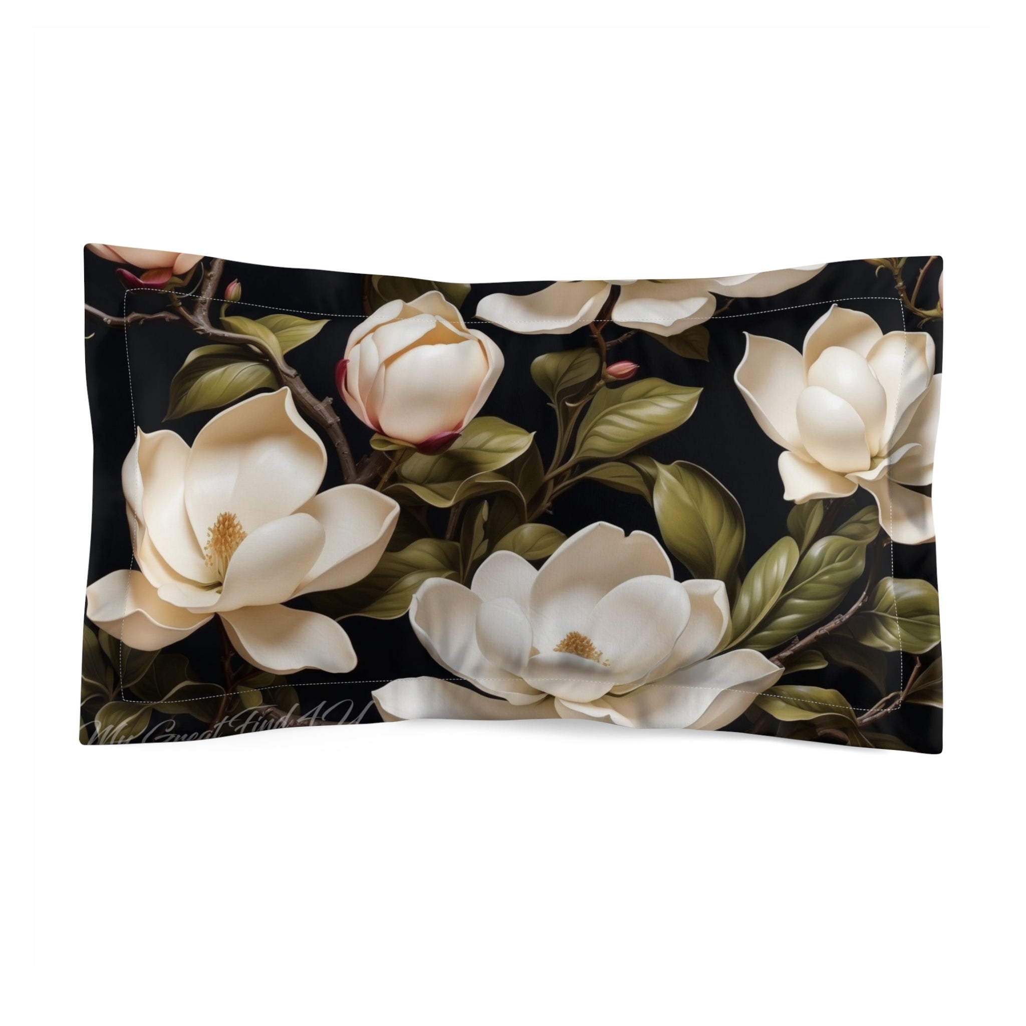 Wild White Magnolias Floral Designed Microfiber Pillow Sham Available in 2 Sizes