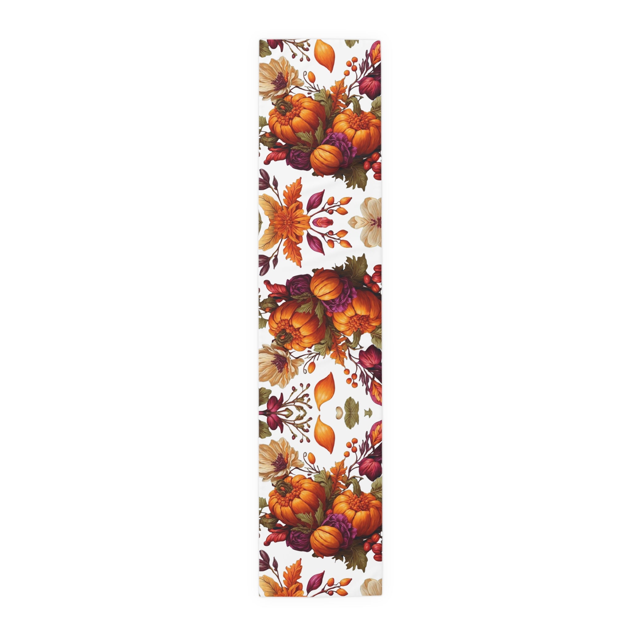 Verdant Autumn Floral and Gourds Fall Design Table Runner (Cotton, Poly) Available in 2 Sizes