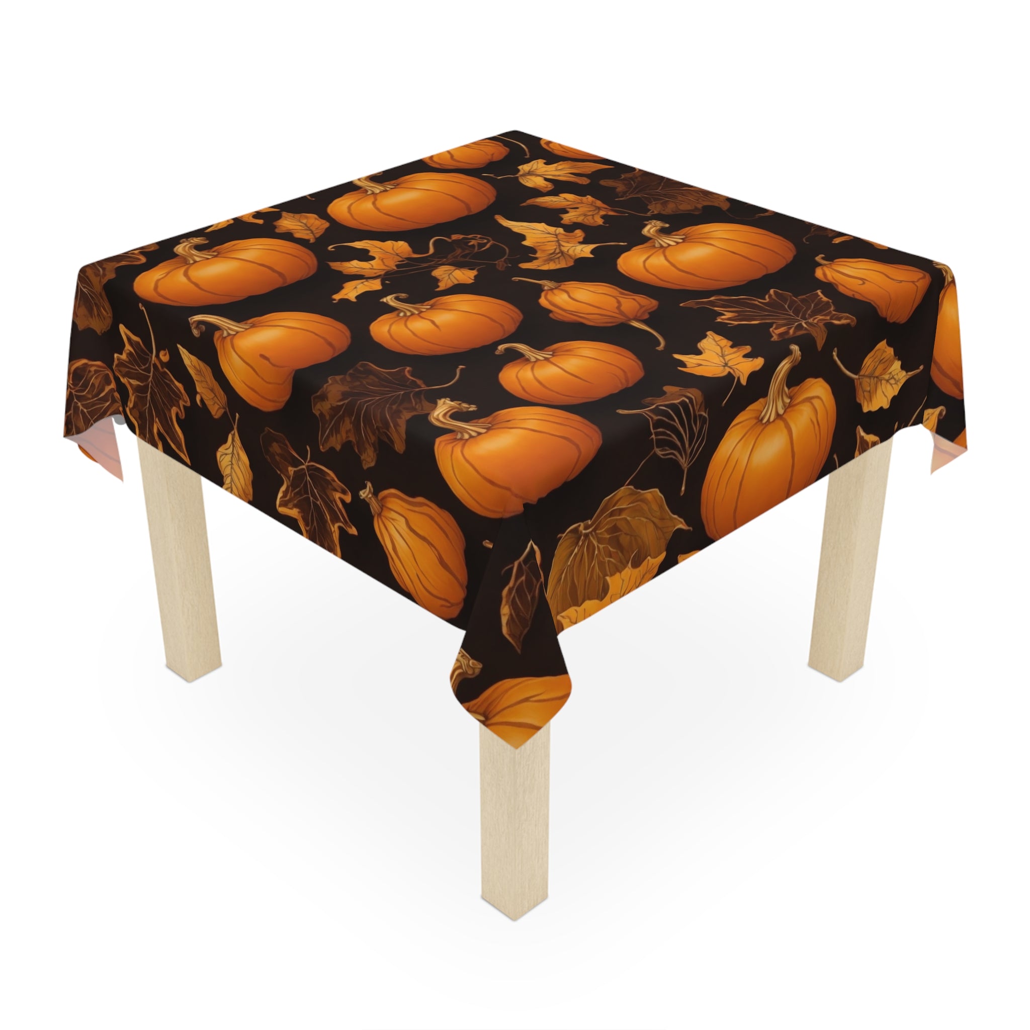 Enchanting Fall Dancing Pumpkins & Leaves 55" x 55" Tablecloth