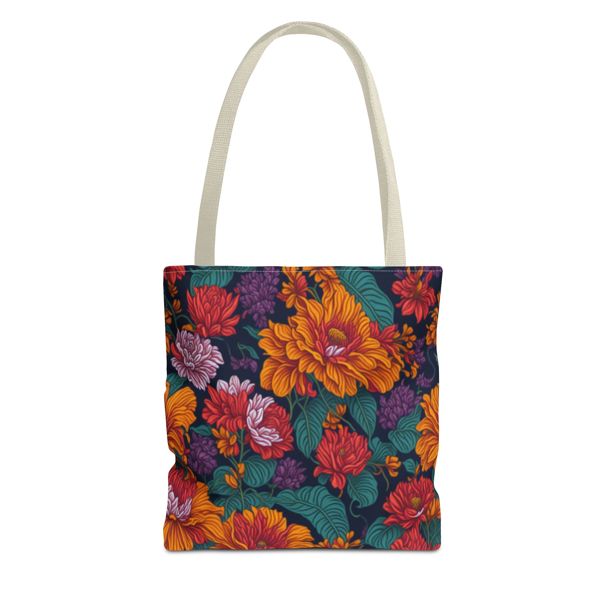 Expressive Tropical Colorful Flowers Designed Tote Bag