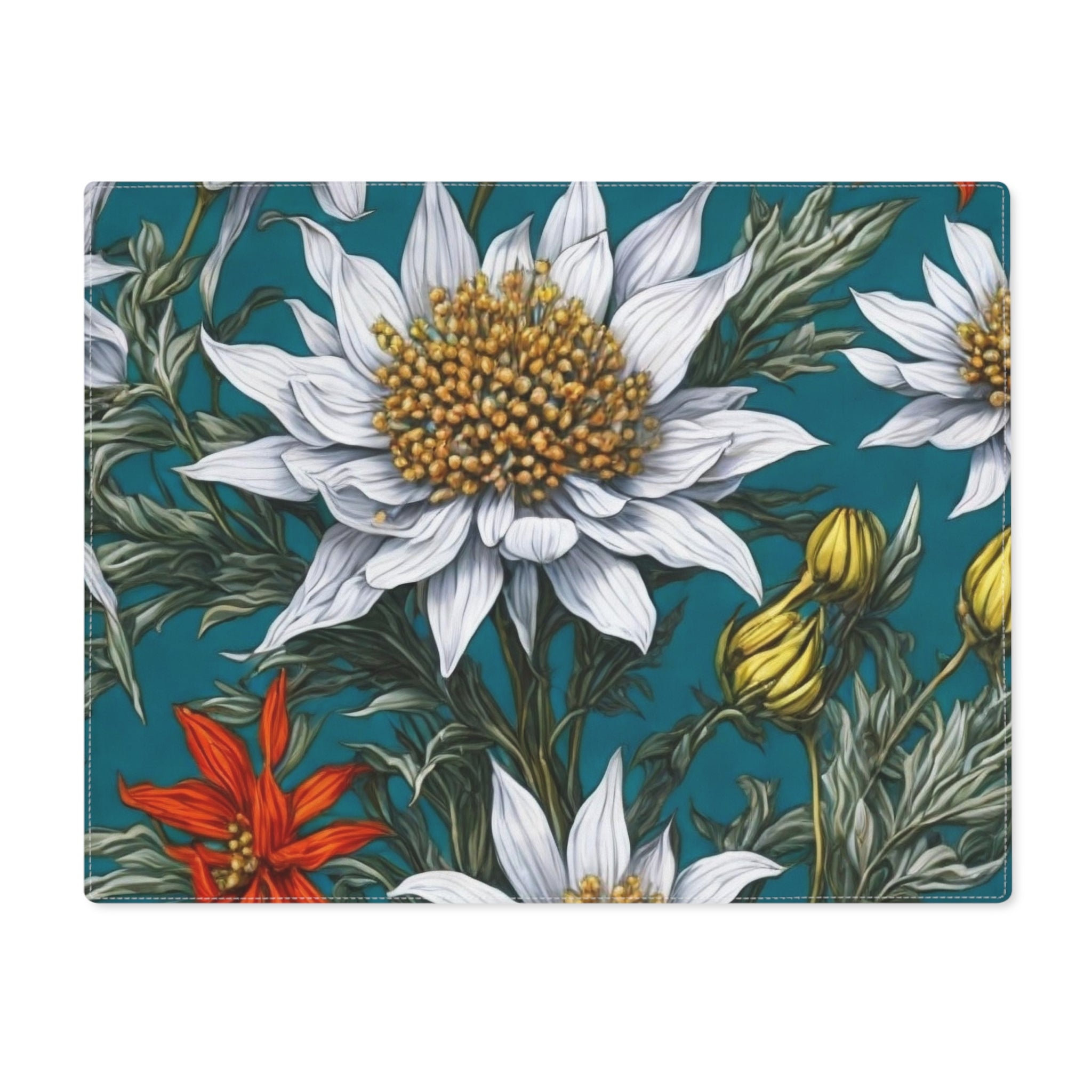 Whimsical Edelweiss Flowers Placemat, 1pc