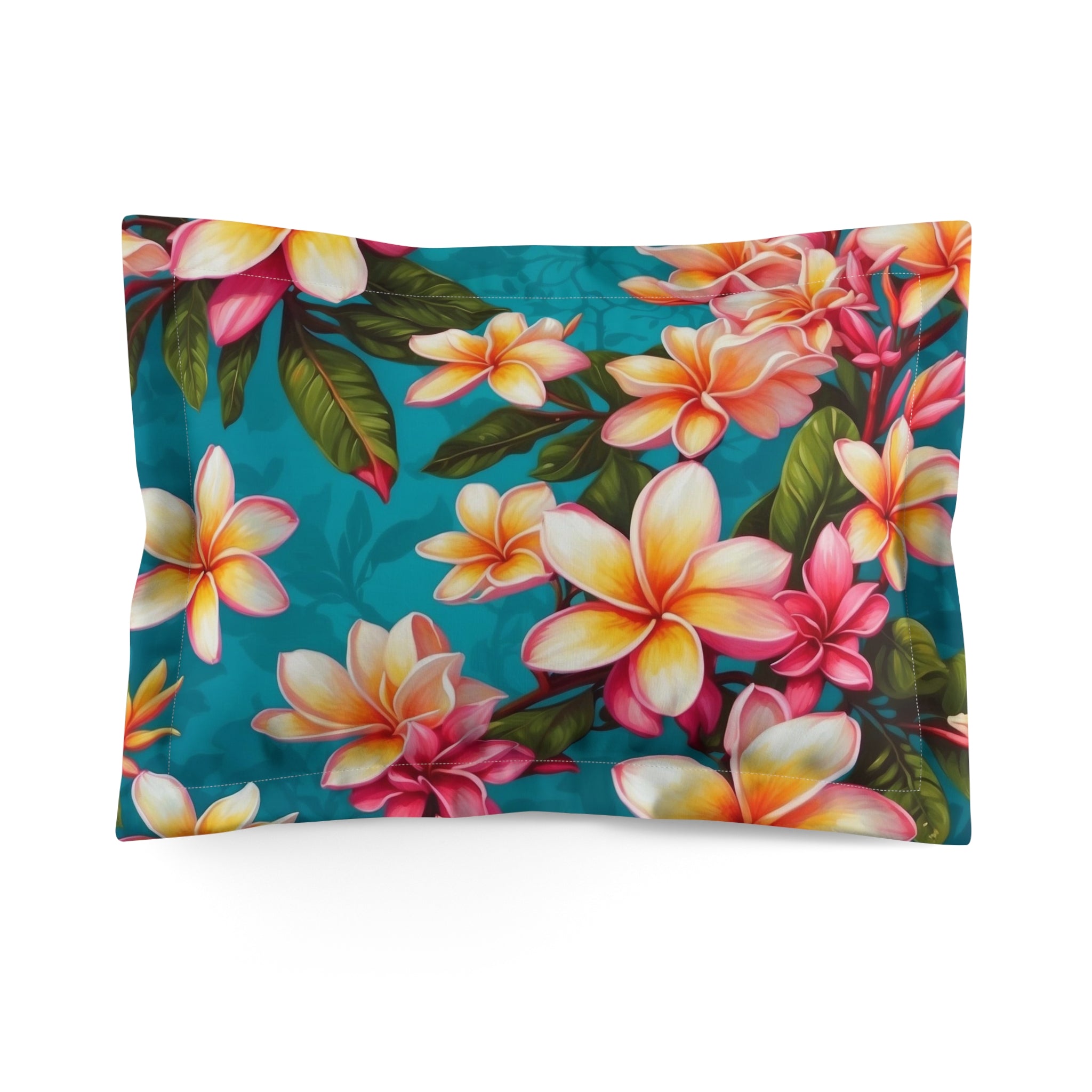 Bold Summer Plumeria Flower Designed Microfiber Pillow Sham Available in 2 Sizes