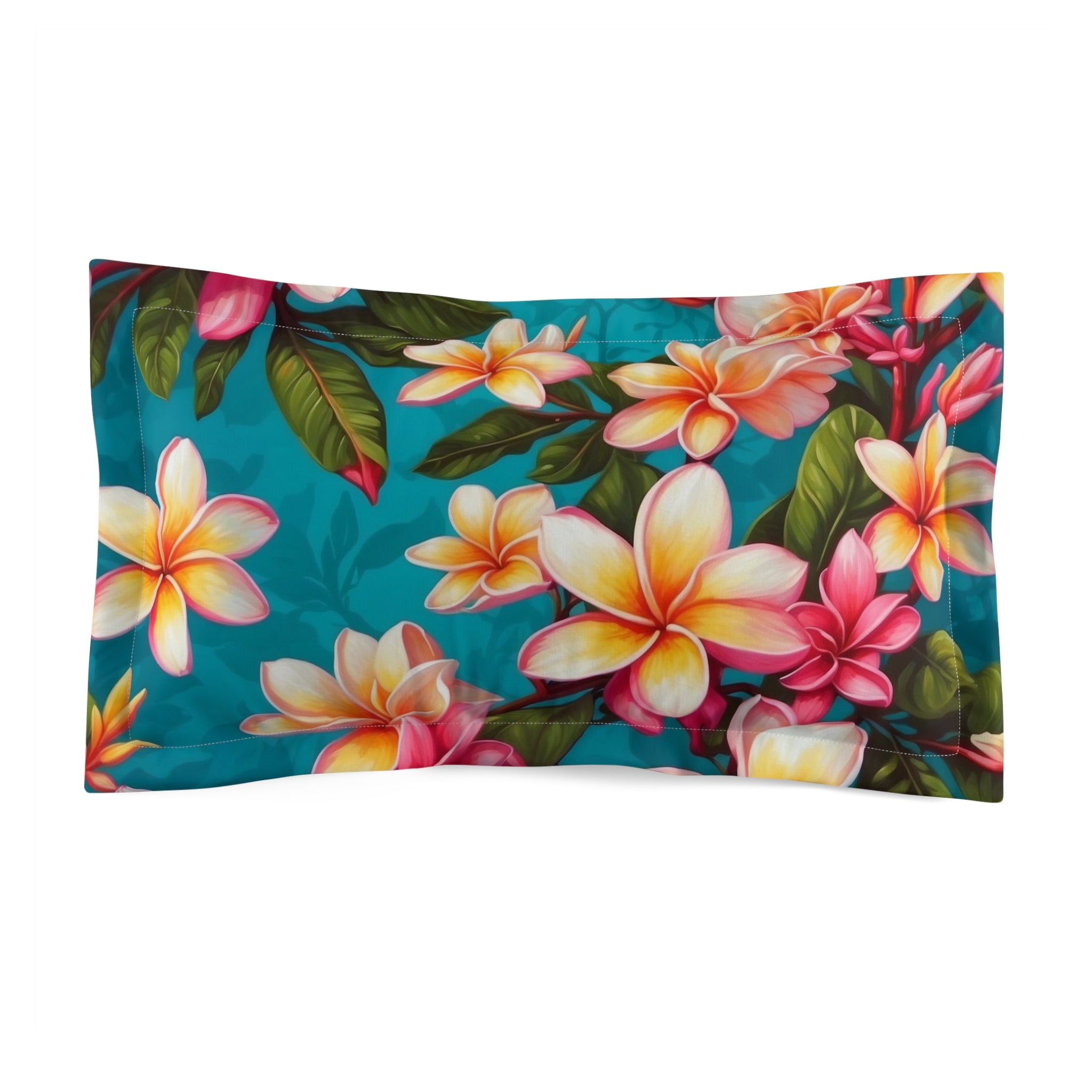 Bold Summer Plumeria Flower Designed Microfiber Pillow Sham Available in 2 Sizes