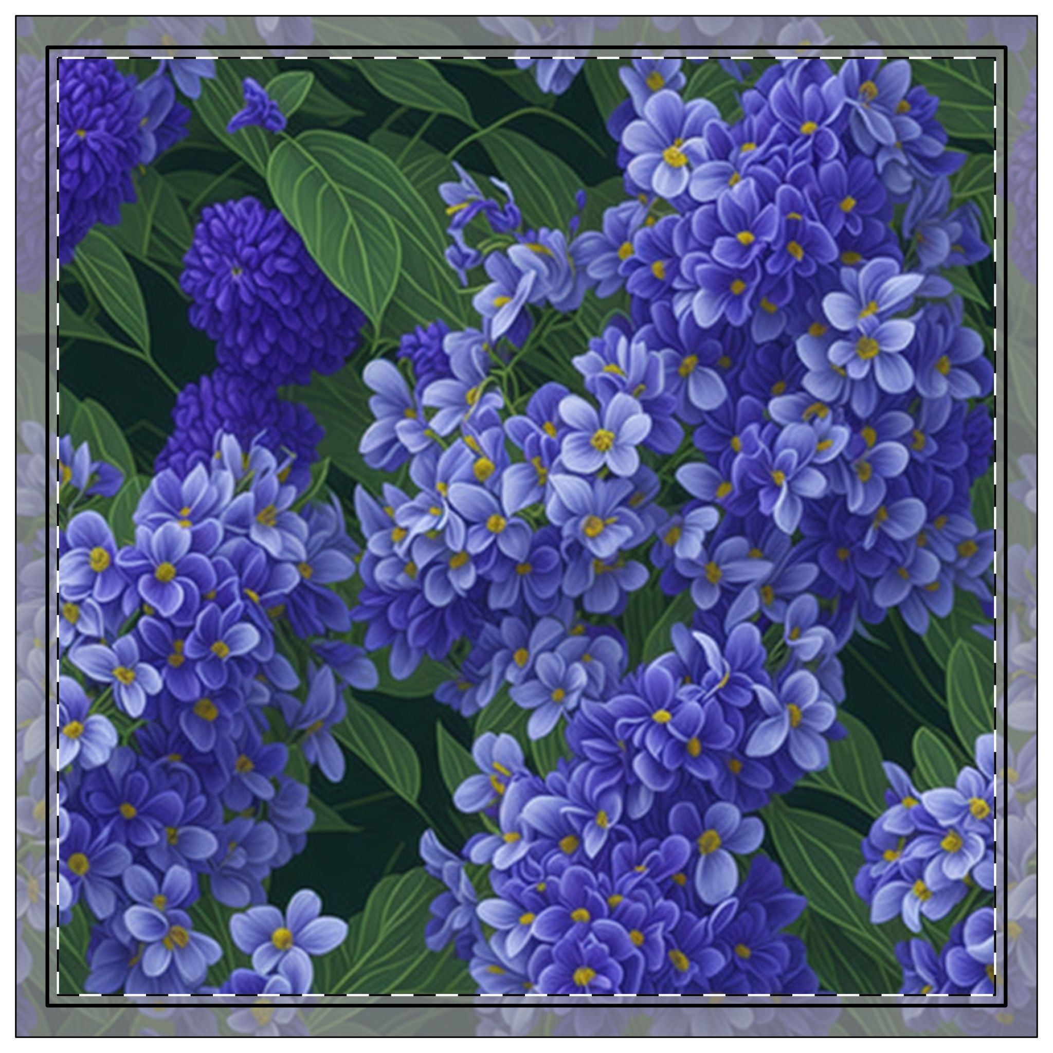 Abundant Syringa Flowers Designed Napkins, 4-set