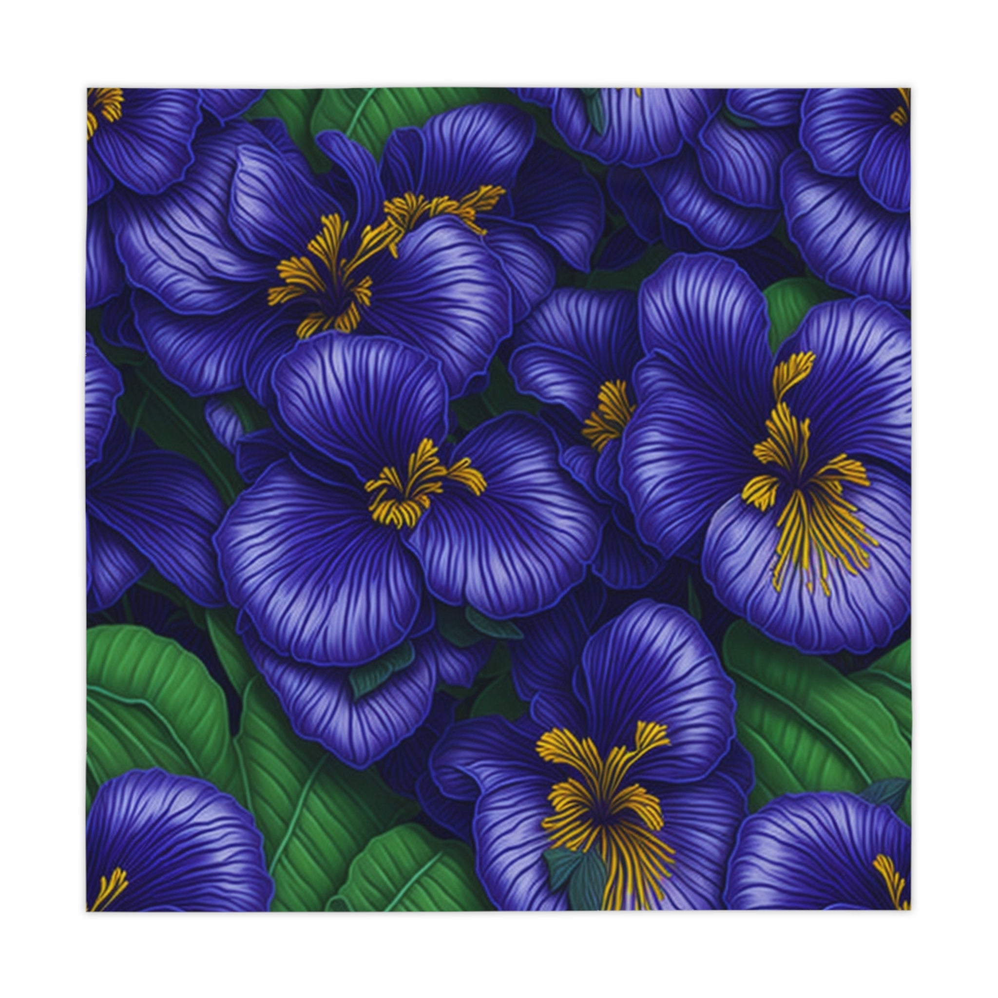 Electric Streptocarpus Flowers Designed 55" X 55" Tablecloth