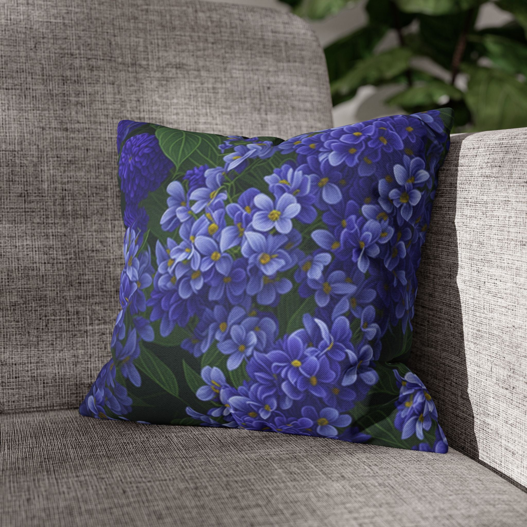 Abundant Syringa Flowers Designed Spun Polyester Square Pillowcase