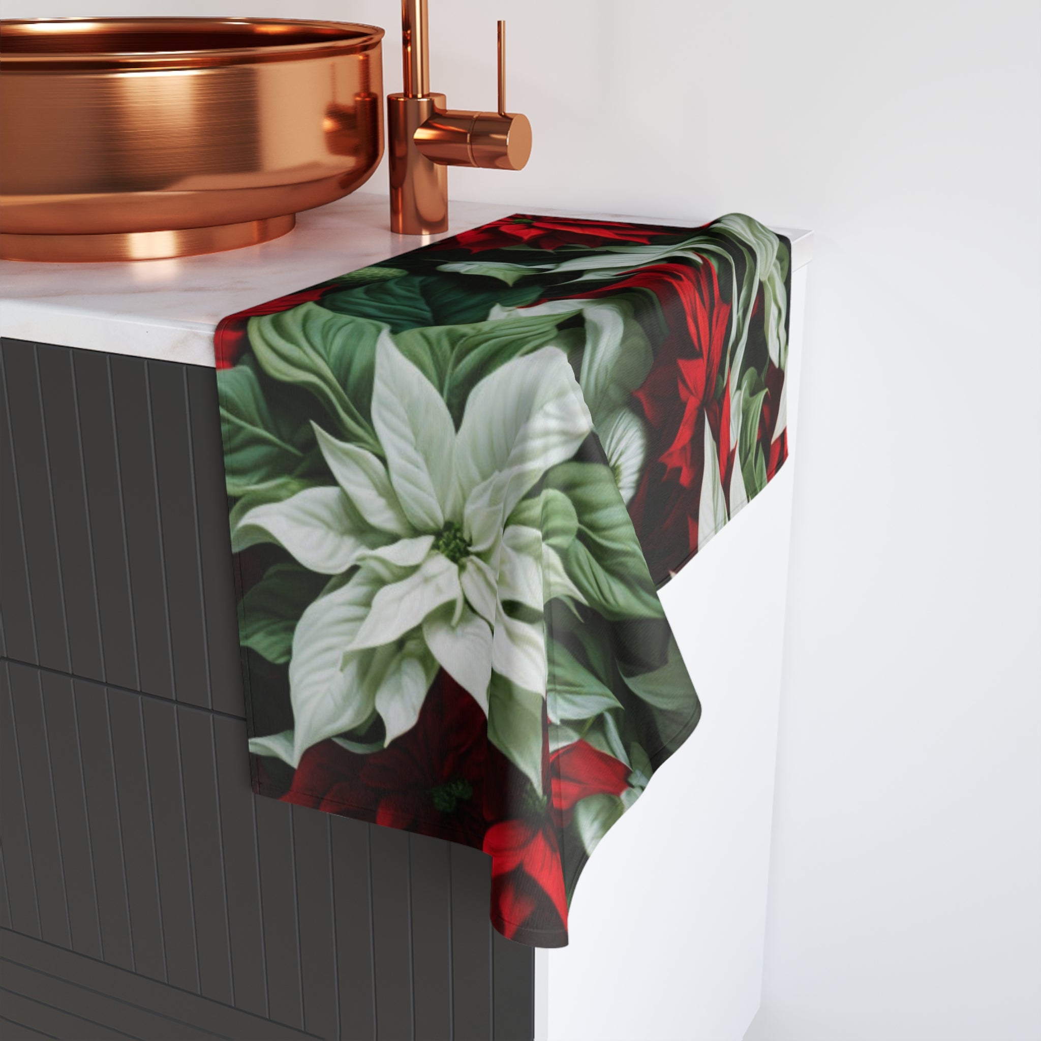 Blooming Bali Poinsettia Flower Designed Hand Towel