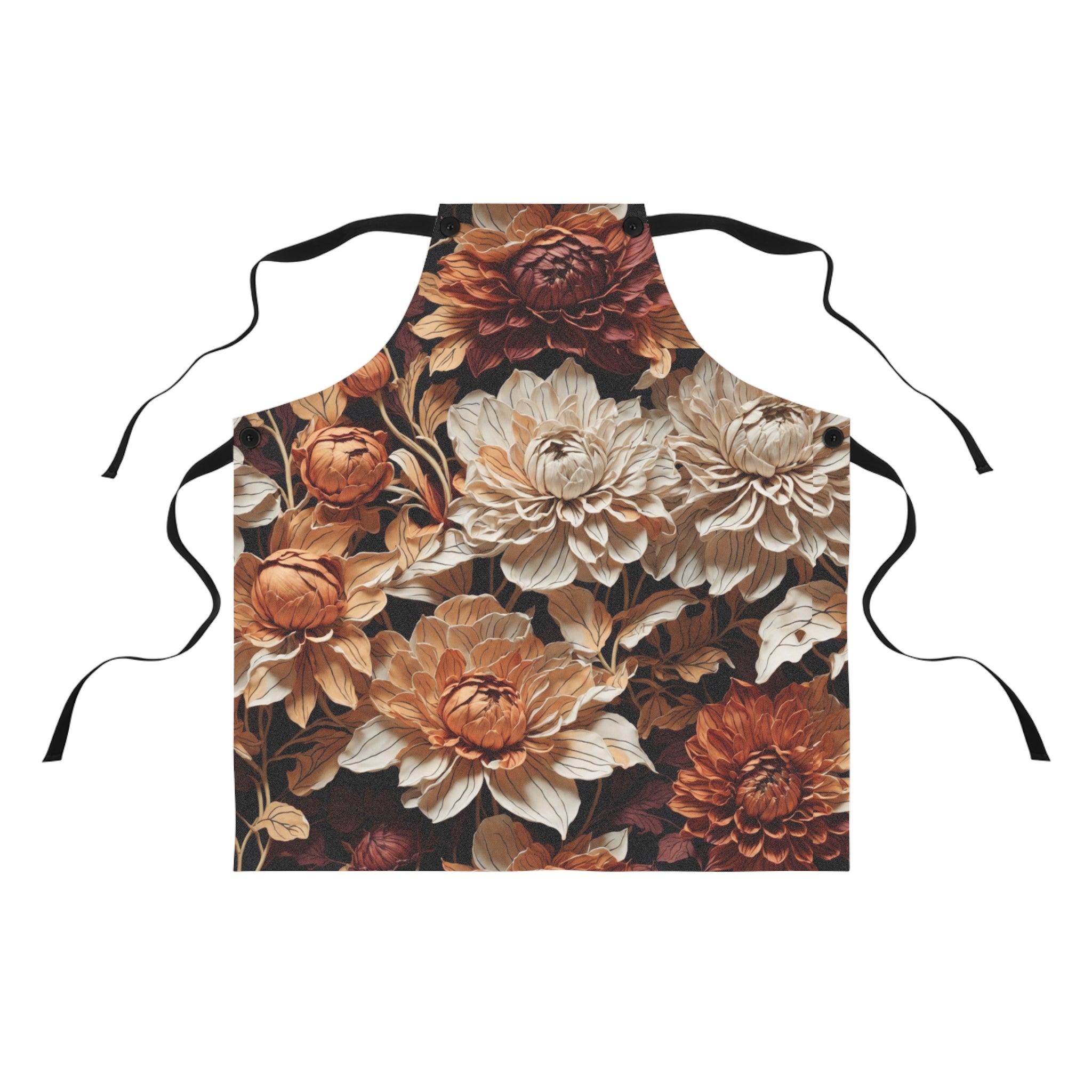 Delicate Autumn Dahlia Hues Flowers Designed Kitchen Apron