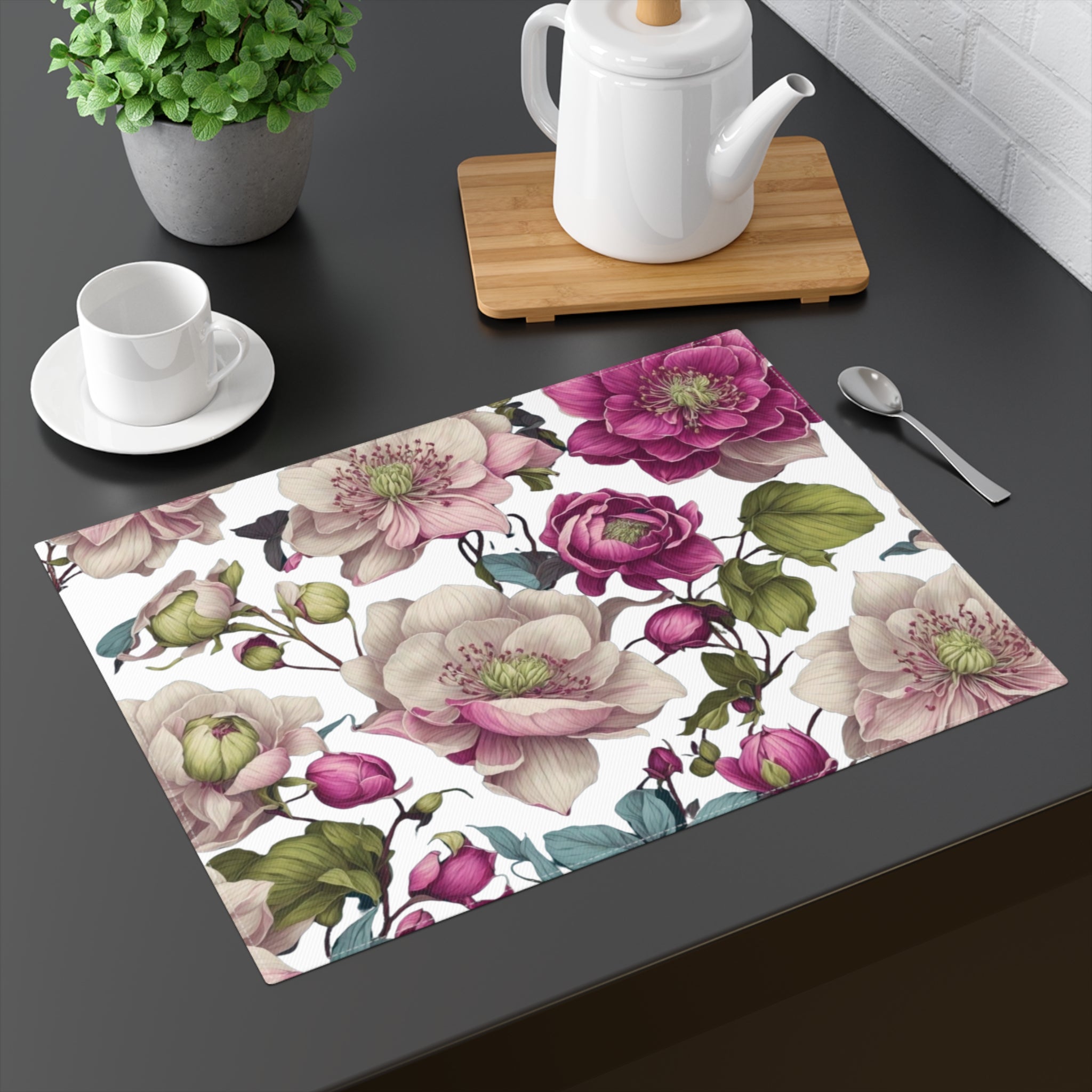 Gentle Spring Helleborus Flowers Design Placemat, 1pc