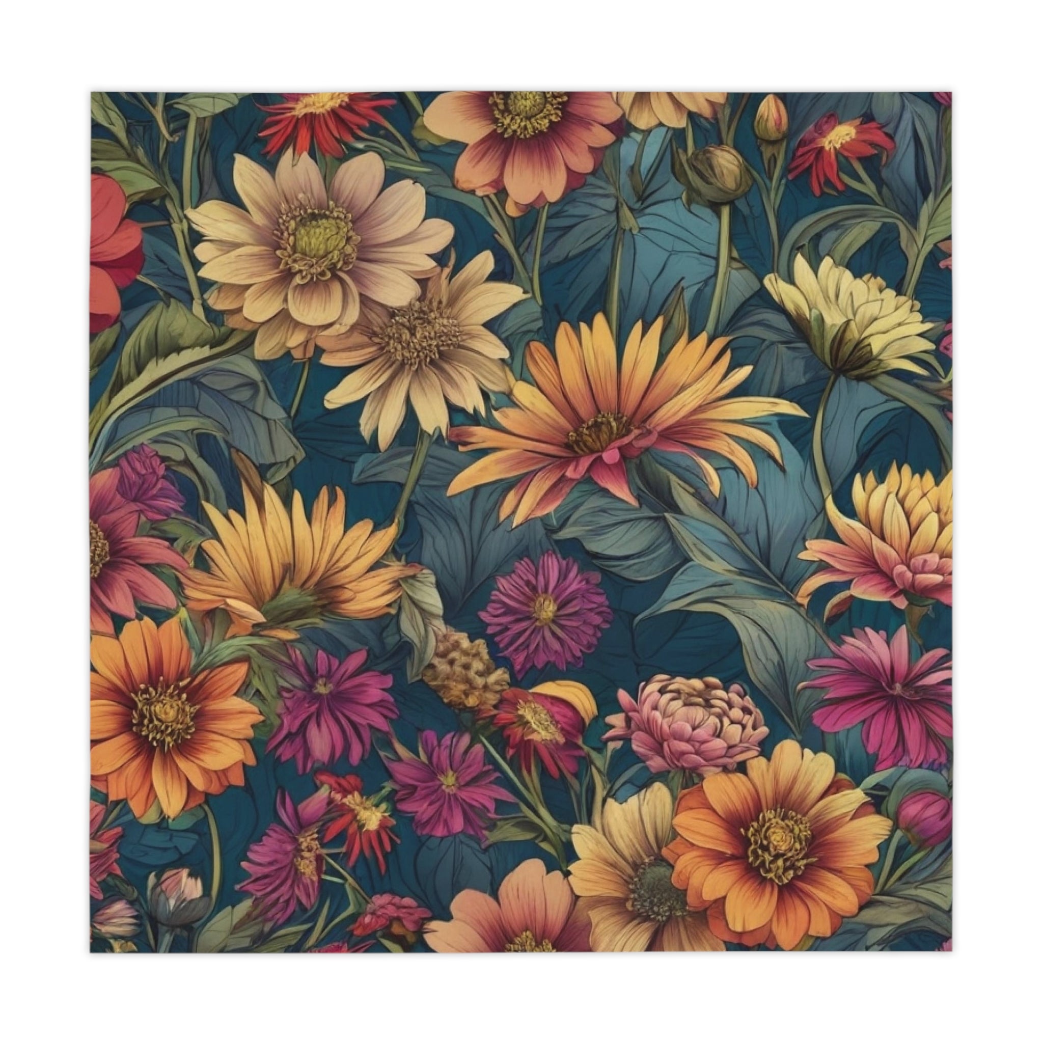 Beautiful Zinnia Blooming Garden Designed 55" x 55" Tablecloth