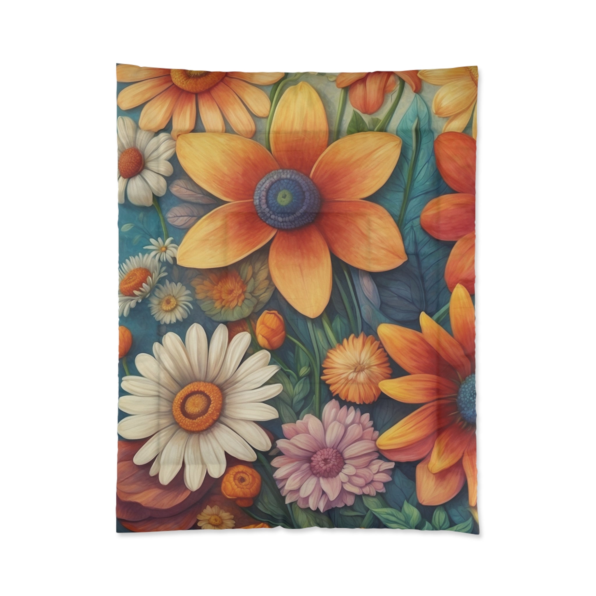 Summertime Full of Colorful Flowers Comforter Multiple Sizes Available