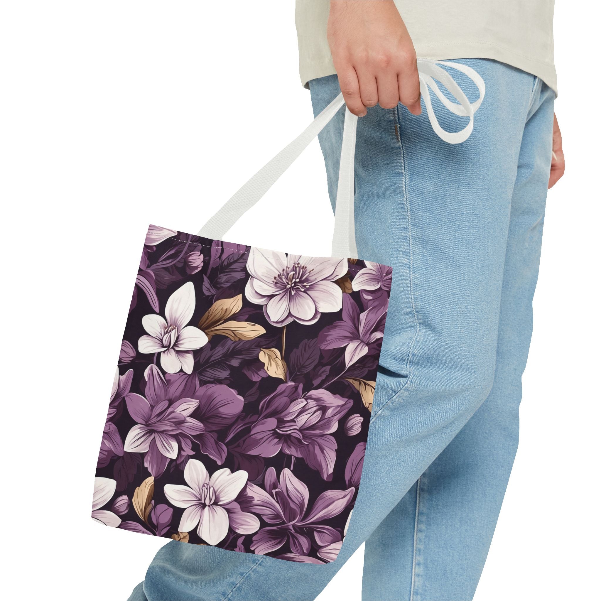 Brilliant Spring Floral Tote Bag in Purple Basil