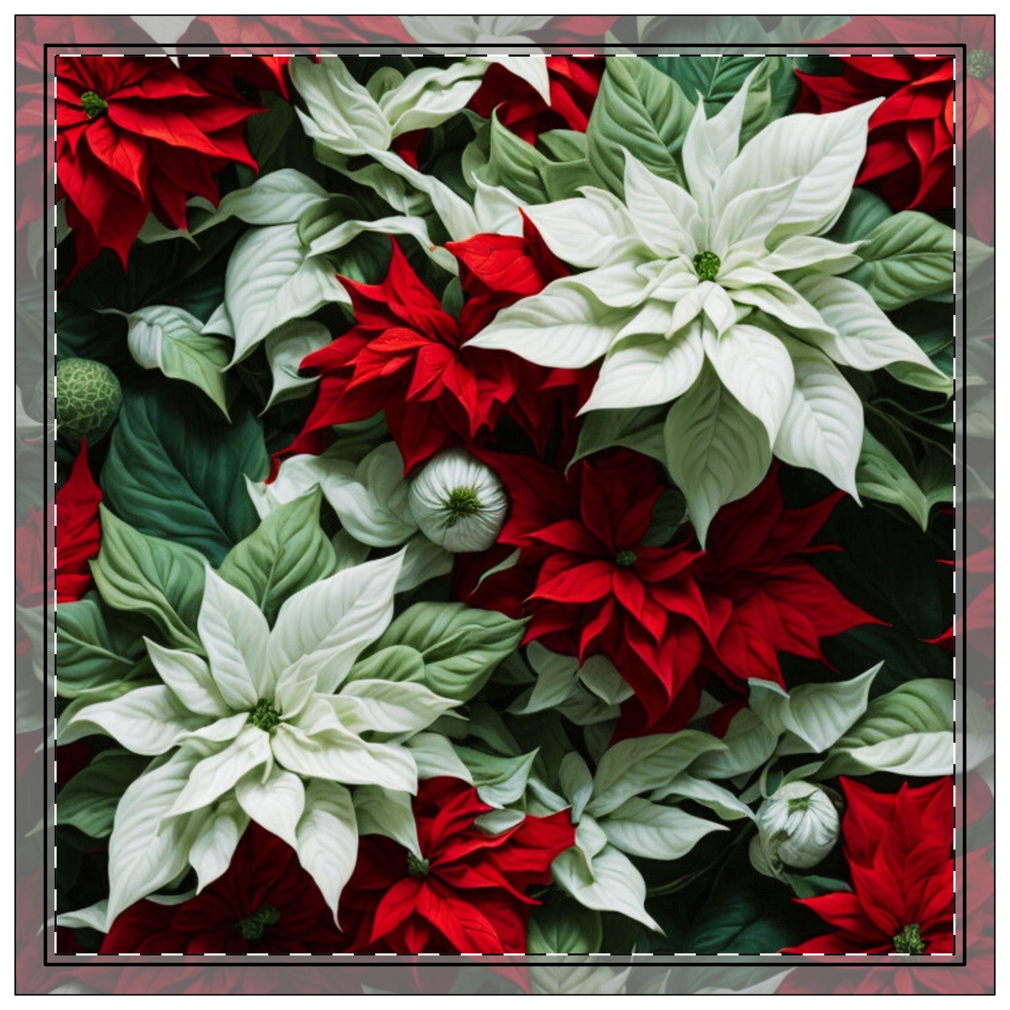 Blooming Bali Poinsettia Flower Designed Napkins, 4-set