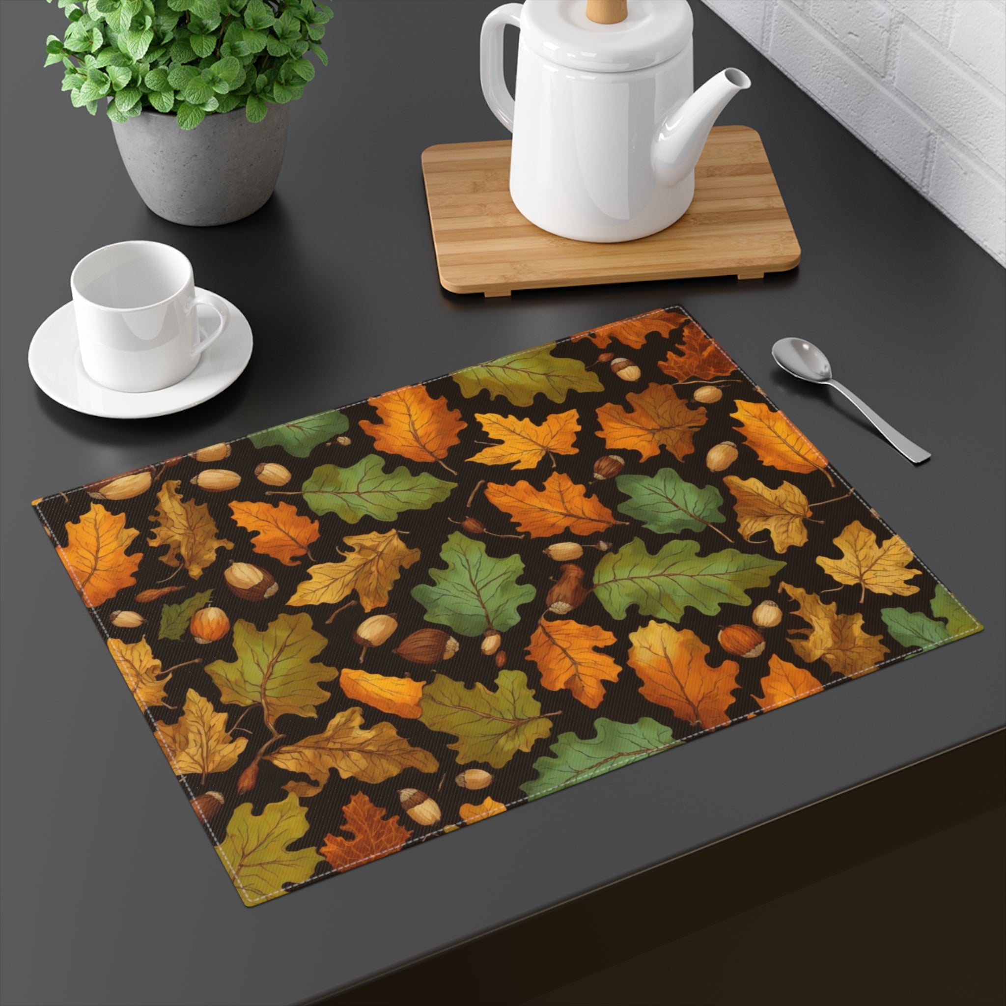 Bright Autumn Foliage with Acorns Fall Designed Placemat 1pc