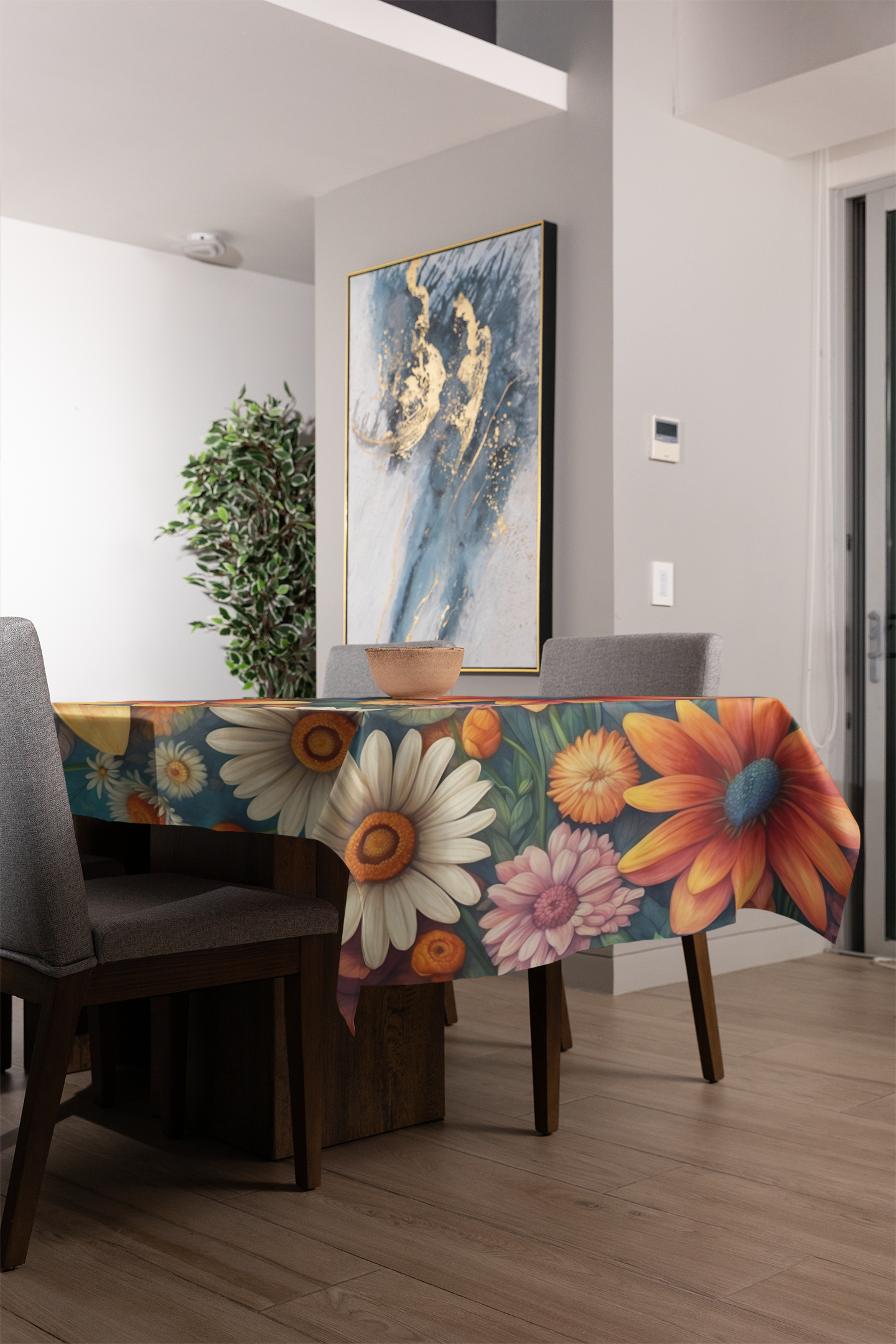 Summertime Full of Colorful Flowers Tablecloth 2 Available Sizes