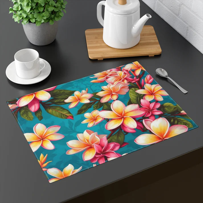 Bold Summer Plumeria Flower Design Placemat