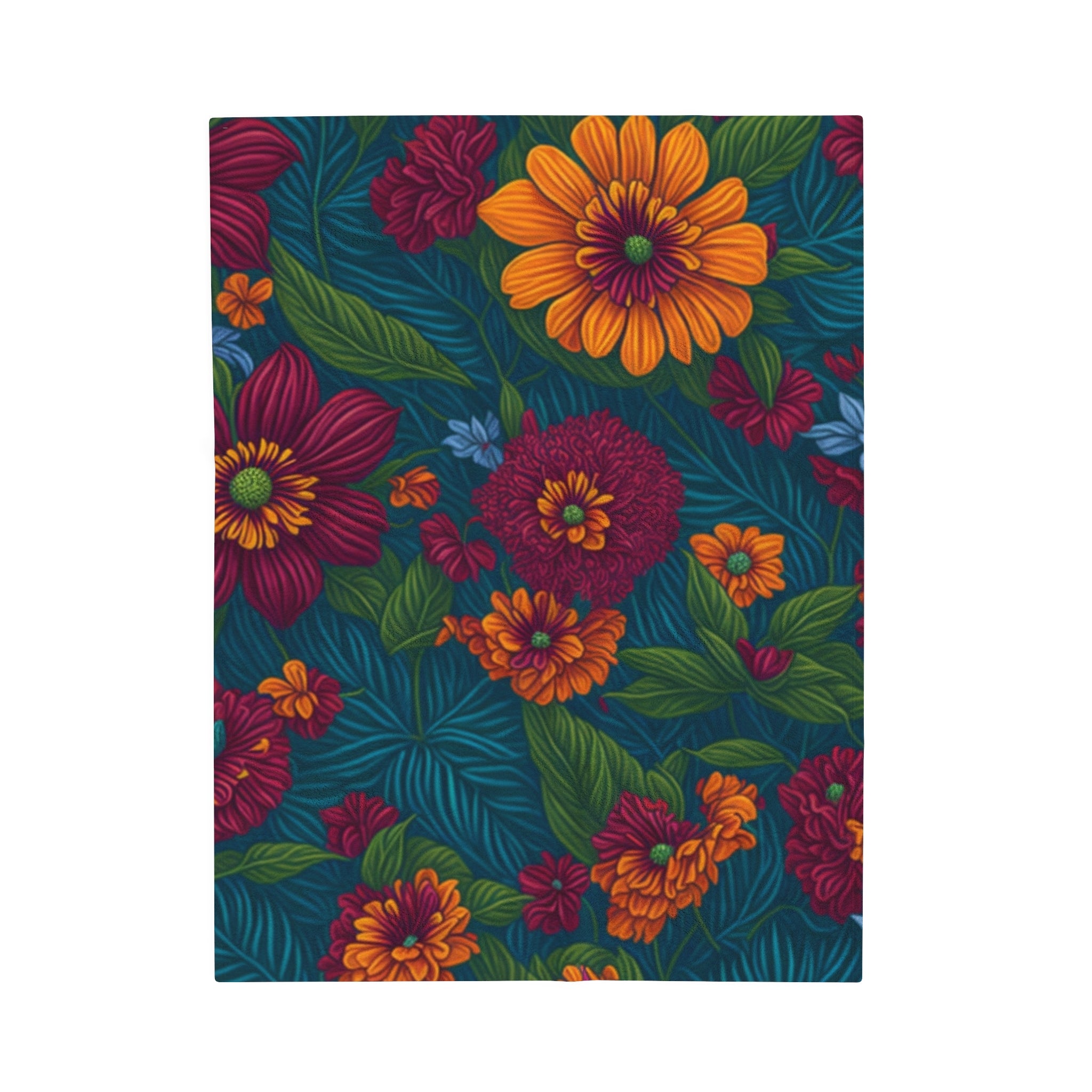 Exotic Tolmiea Flowers Designed Velveteen Plush Blanket 3 Sizes Available