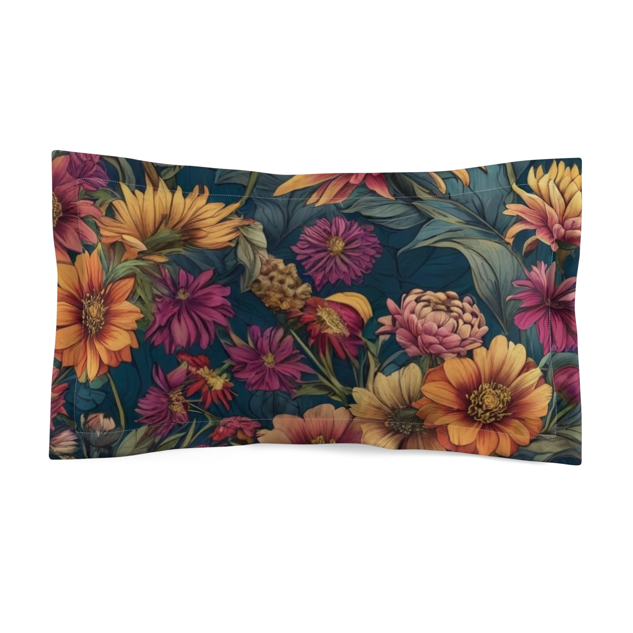 Beautiful Zinnia Blooming Garden Designed Microfiber Pillow Sham Available in 2 Sizes