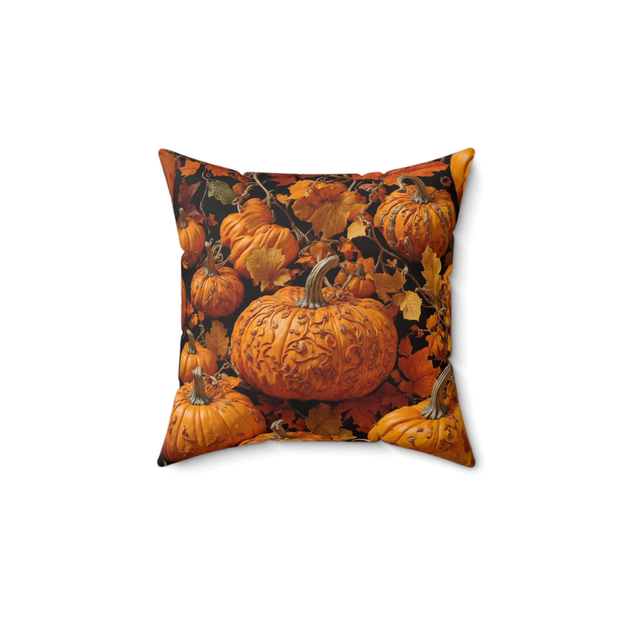 Designed Scroll Pumpkin Patch Throw Pillow in Various Sizes with Insert