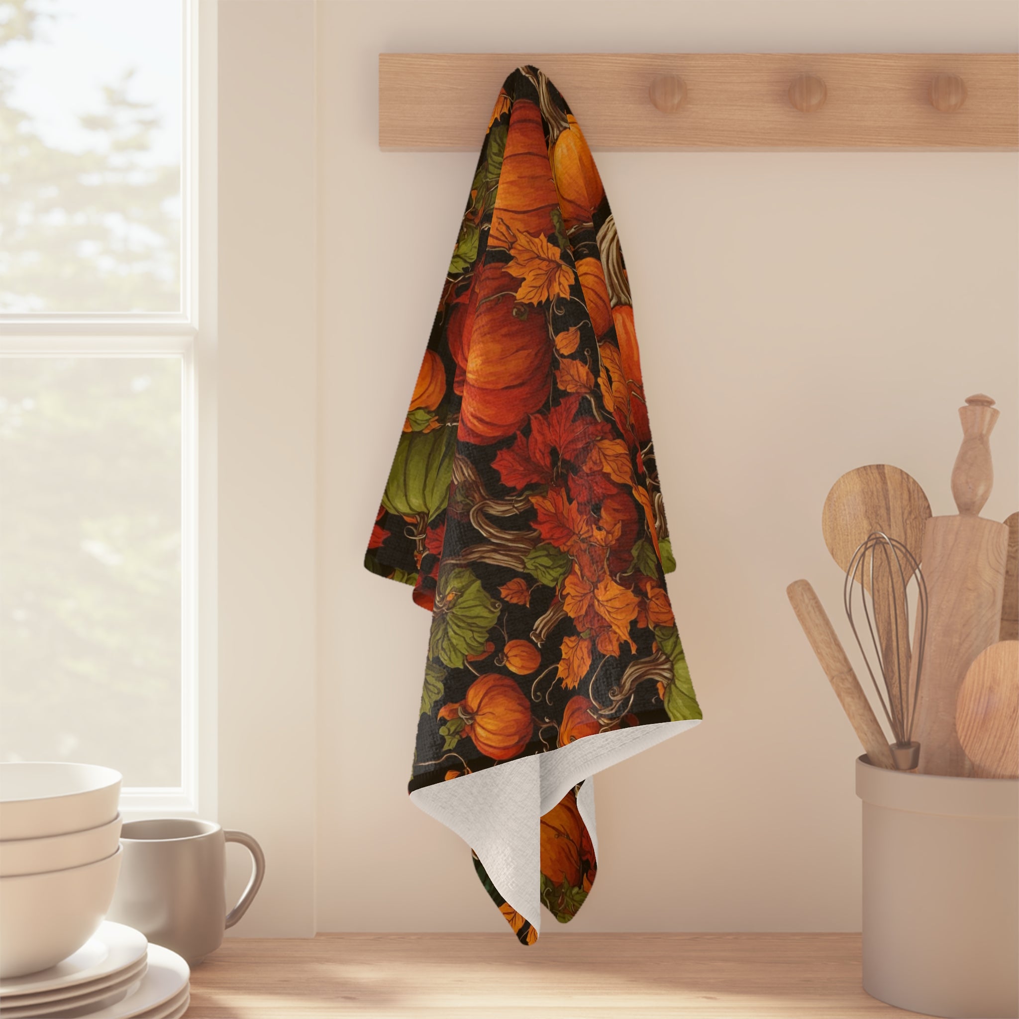 The Pumpkin Patch Soft Tea Towel - Autumn Kitchen Decor - Fall Pumpkins Design - House warming Gift - Halloween Hand Towel